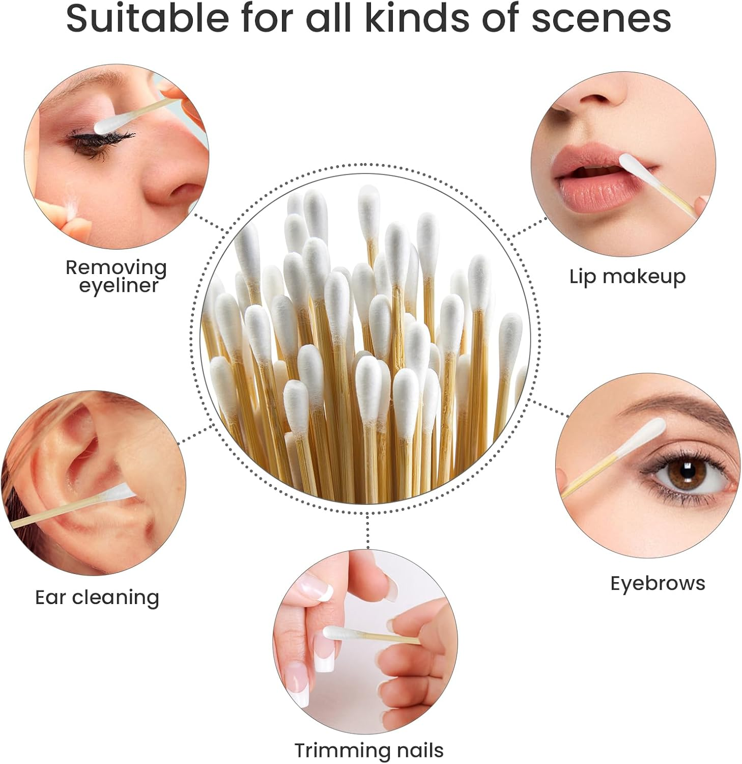 200PCS 6" Long Cotton Swabs with Bamboo Sticks - Lint Free, Highly Absorbent Cleaning Cotton Tipped Applicators image number 2