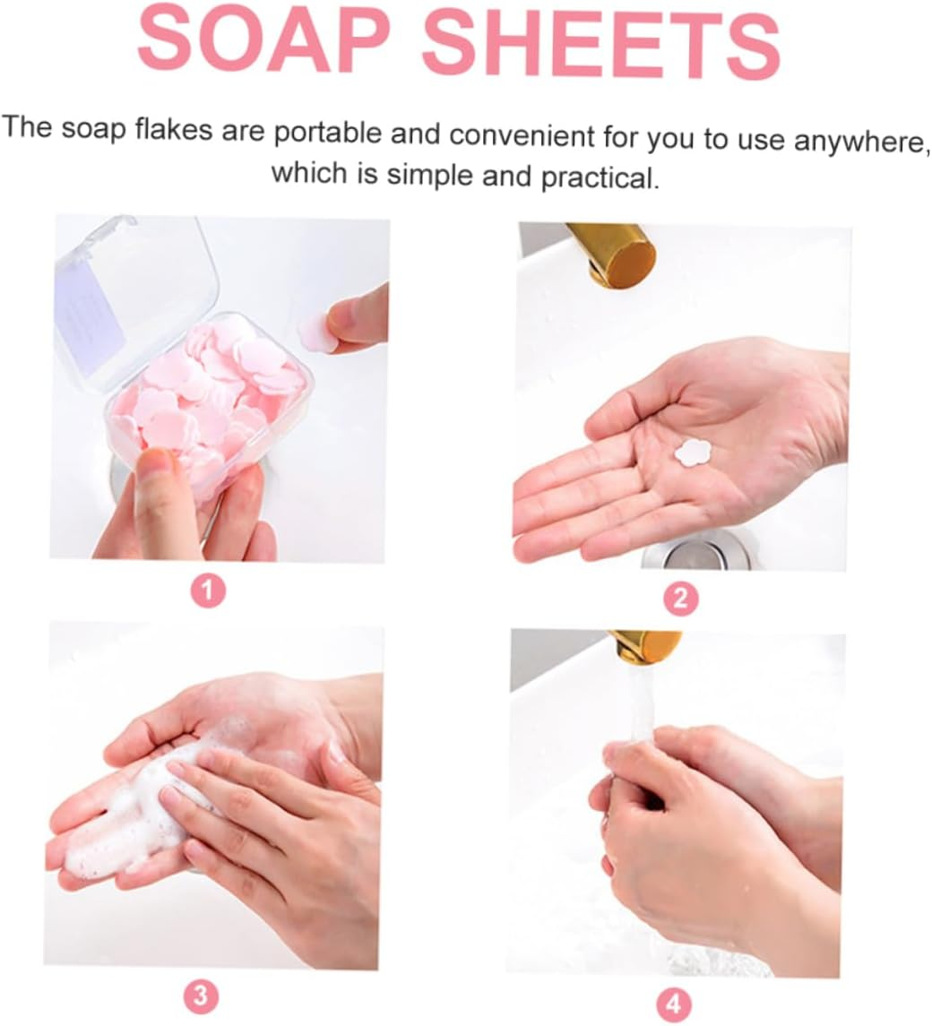 PAMINGONO 16-Pack Portable Soap Sheets Disposable Travel Soap Flakes Mini Hand Washing Slices in Lemon Milk Rose and Jasmine Scents for Travel and Outdoor Use image number 2