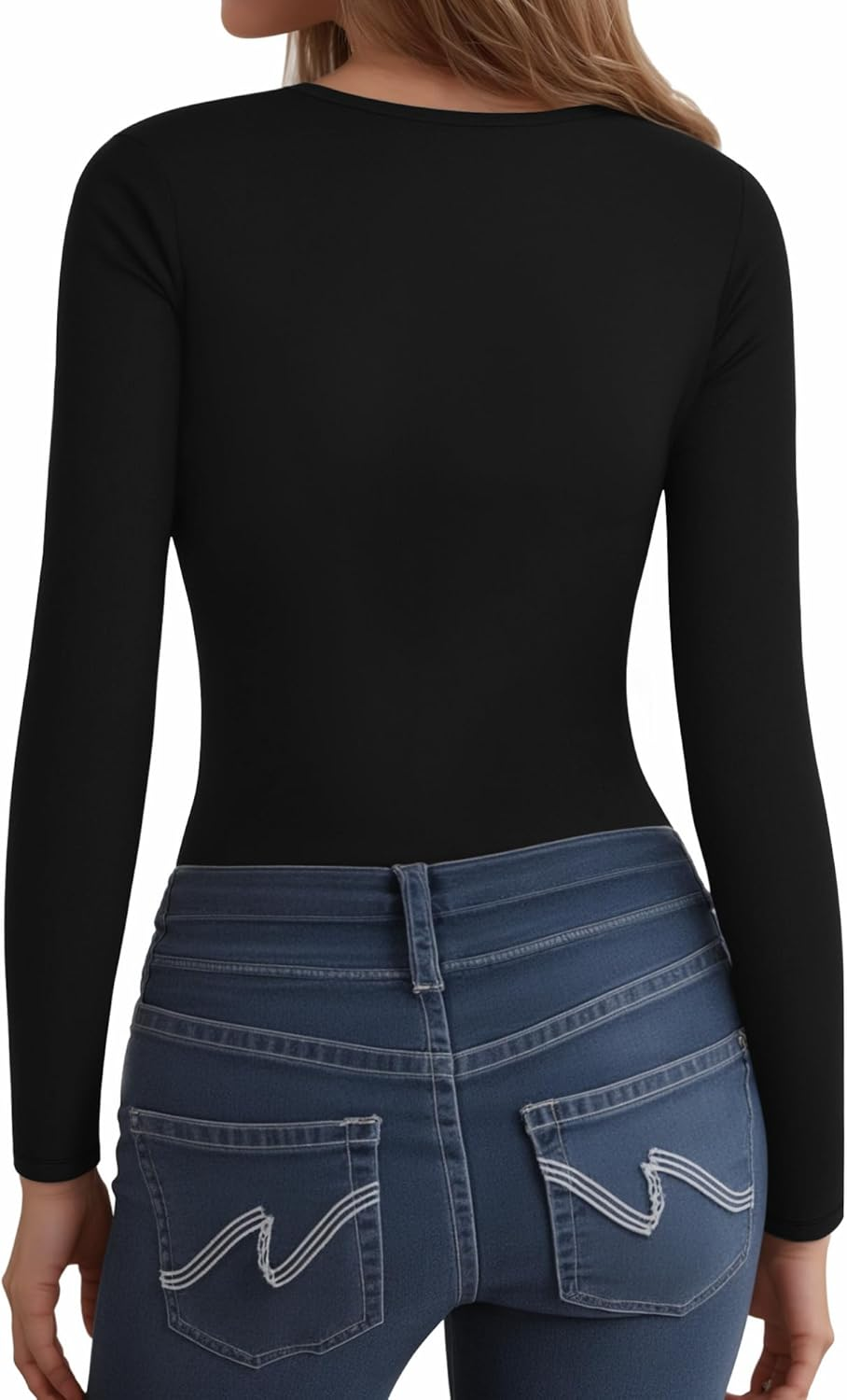 Lotofun Women'S Long Sleeve Crew Neck T Shirts Slim Fitt Going Out Tops image number 5