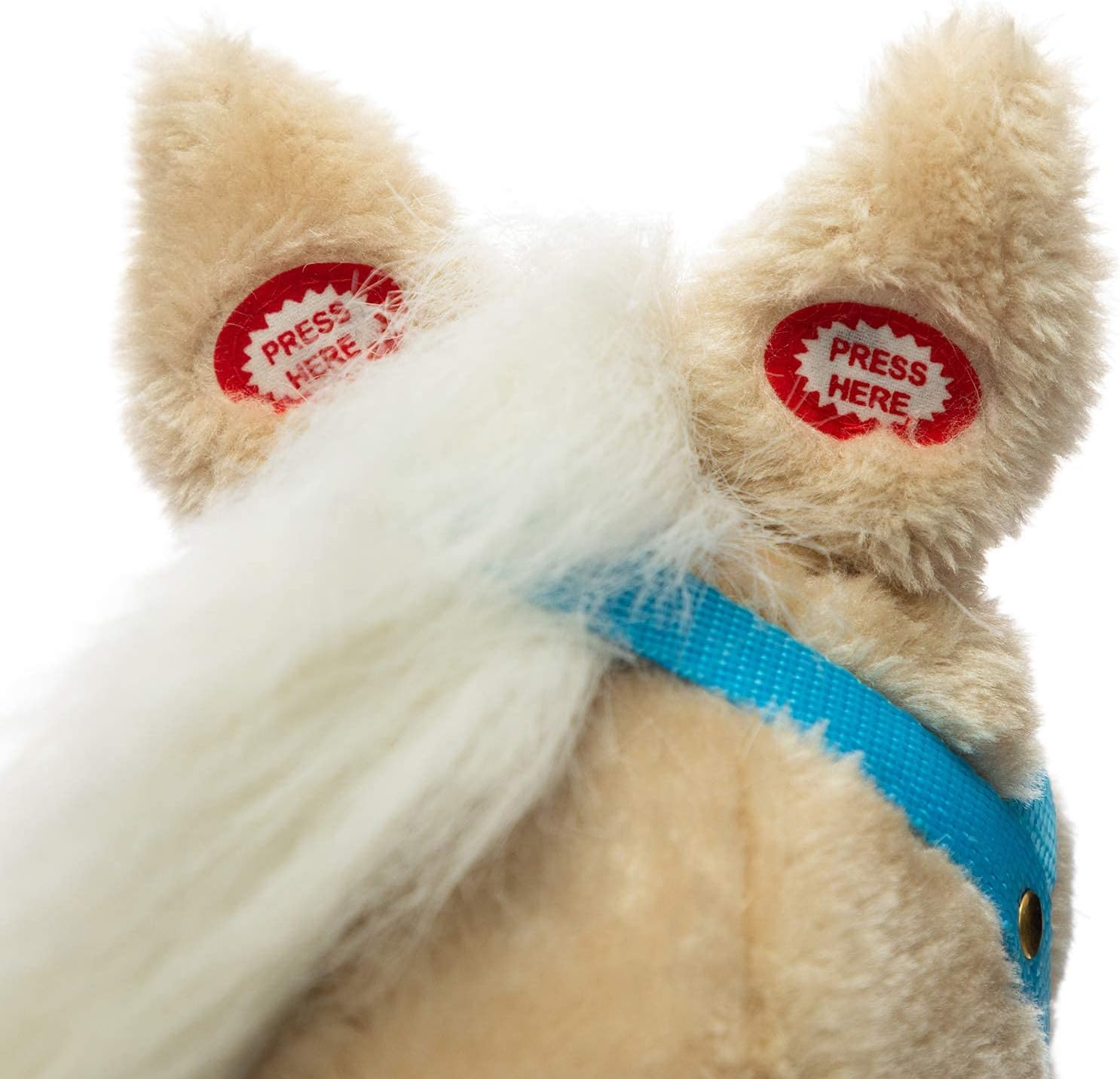 BEJOY Stick Horse with Wood Wheels, Hobby Horse Toy, Real Pony Neighing and Galloping Sounds Plush Toy Beige 36 Inches(Aa Batteries Required) image number 6