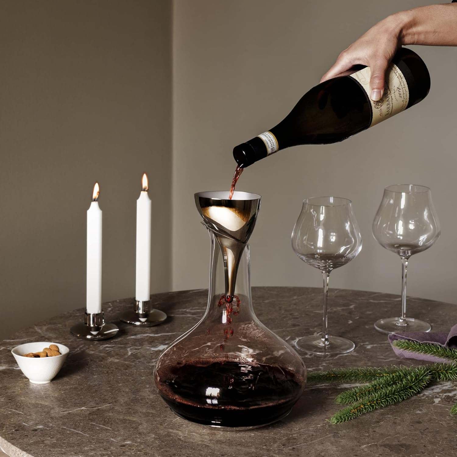 Georg Jensen Sky Collection Stainless Steel Aerating Wine Funnel with Filter