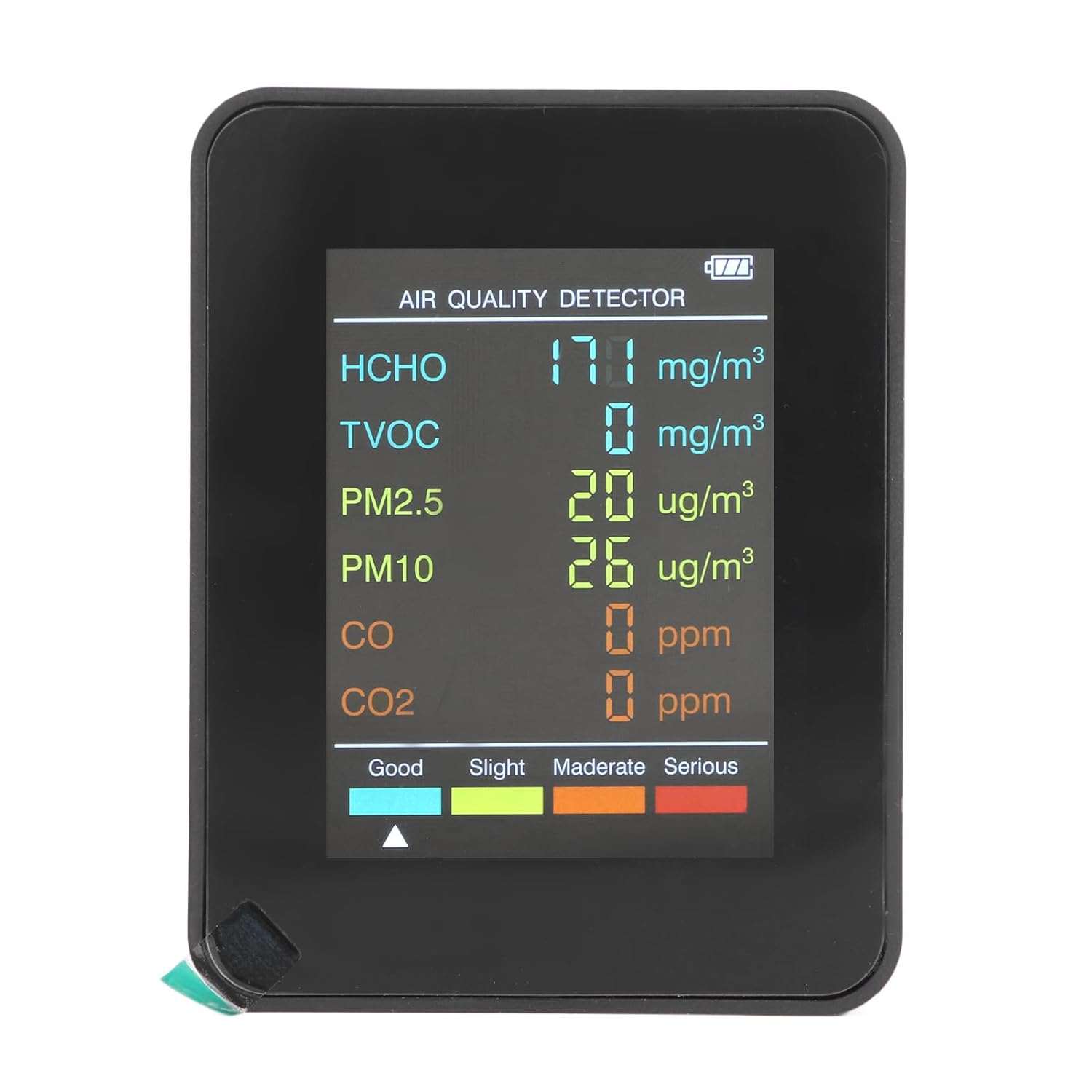 Air Quality Monitor, CO2 TVOC HCHO PM2.5 PM10 Indoor Air Quality Tester for Home, with LCD Backlit, USB Rechargeable (Black) image number 1
