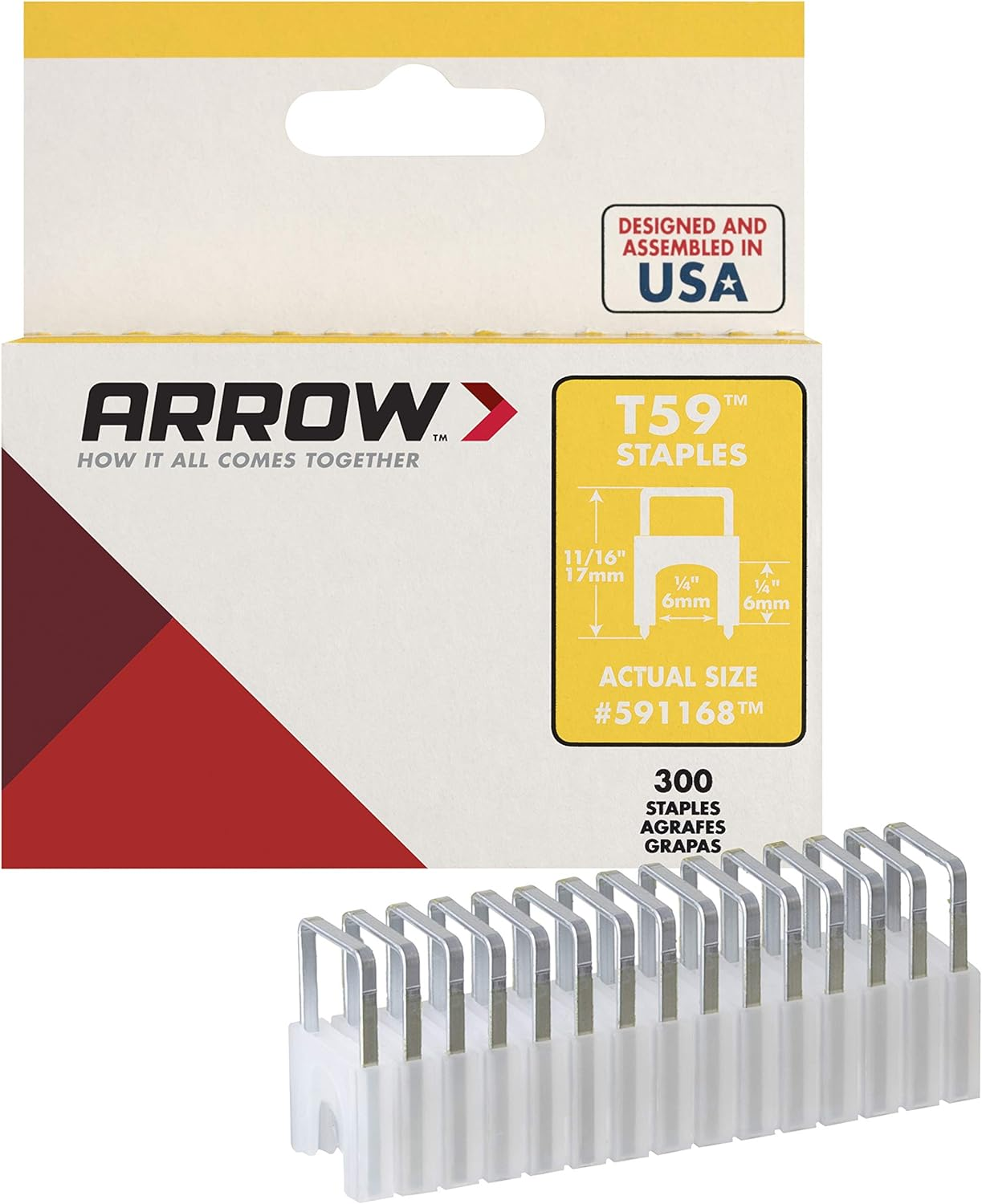 Arrow T59 Insulated Staples 300 Pack, (6 Mm) 1/4-Inch Leg Length, Clear image number 3