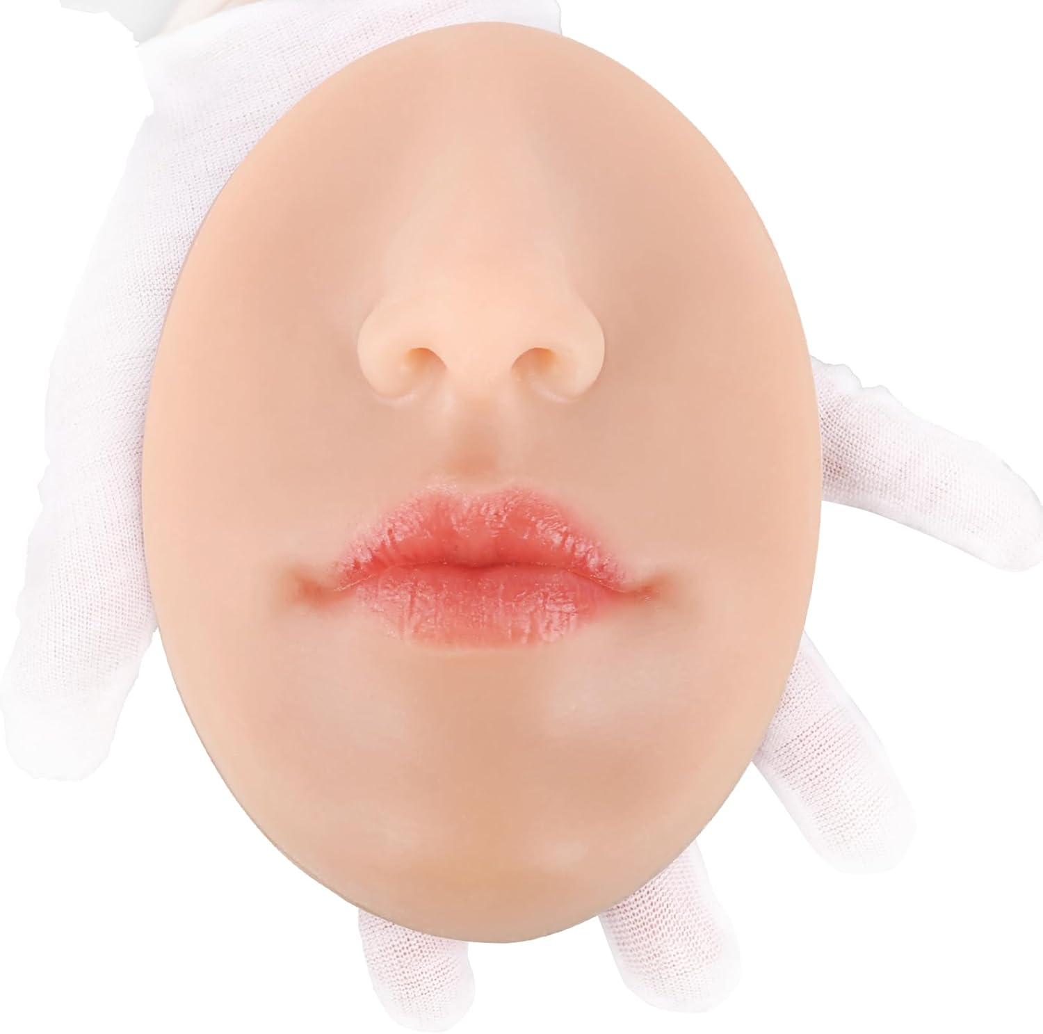 Vnmcry Silicone Nose Mouth Model Soft Flexible Piercing Practice Body Parts Silicone Lips Realistic Face Piercing Model Display (1 Pcs, Ivory, M-Thin Lip) image number 2