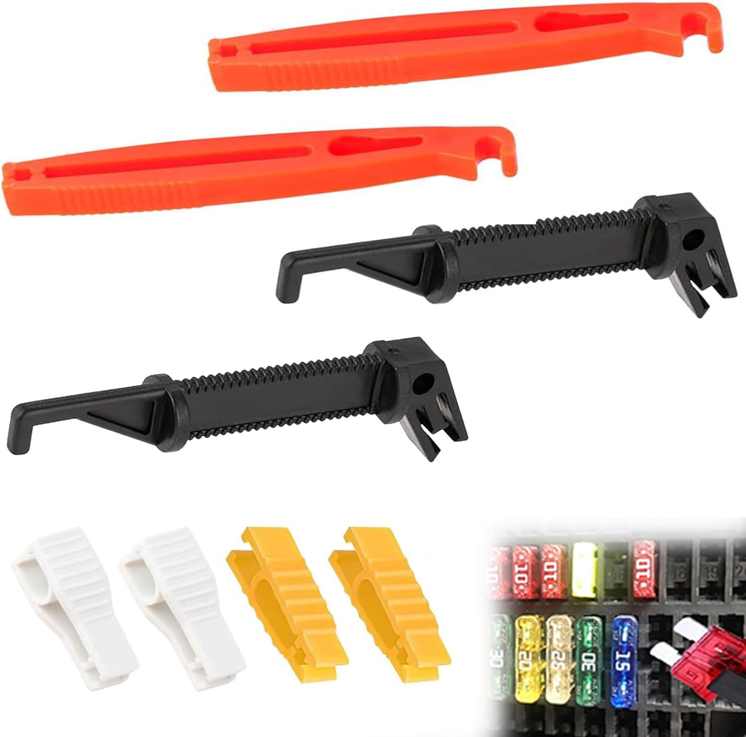 Wzenclave 8Pcs Fuse Puller Pliers Mini Fuse Extractor Pullers Mini Plastic Car Motorcycle Fuse Clip Removal Clip Replacement Tool Universal Automotive Car Puller Insertion and Removal Device image number 4