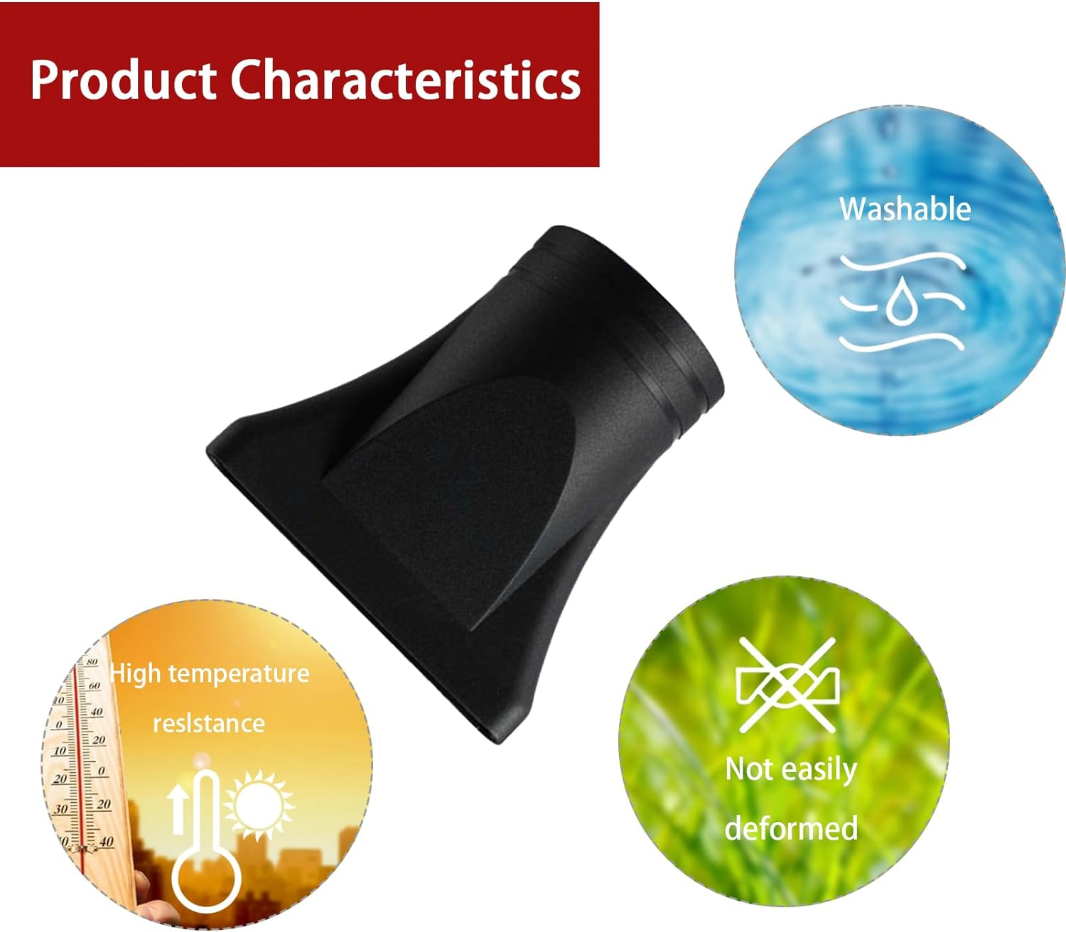 2PCS Black Nylon Hair Dryer Diffuser Nozzle,Replacement Narrow Concentrator,Replacement Blow Flat Drying Nozzle,Blow Attachment Suitable for Salon and Home Use,Not Universal Special for Diameter 4.5Cm image number 2