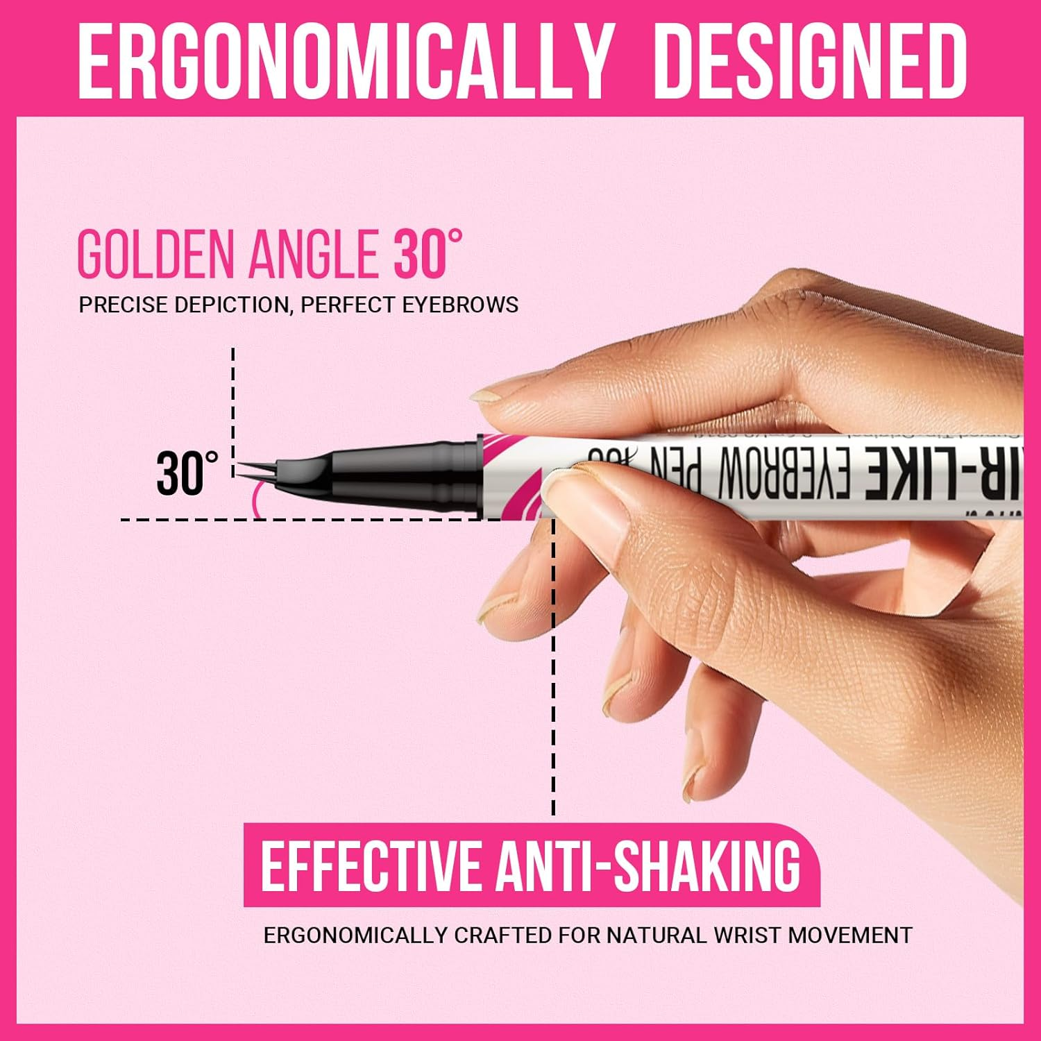 Imethod Curved Eyebrow Pen - Eyebrow Pencil, Brow Pencil 2-In-1 Dual-Ended Microblading Eyebrow Pen with Curved Tip and Precise Brush-Tip for Natural Hair-Like Brows, Last All-Day, Dark Brown image number 1