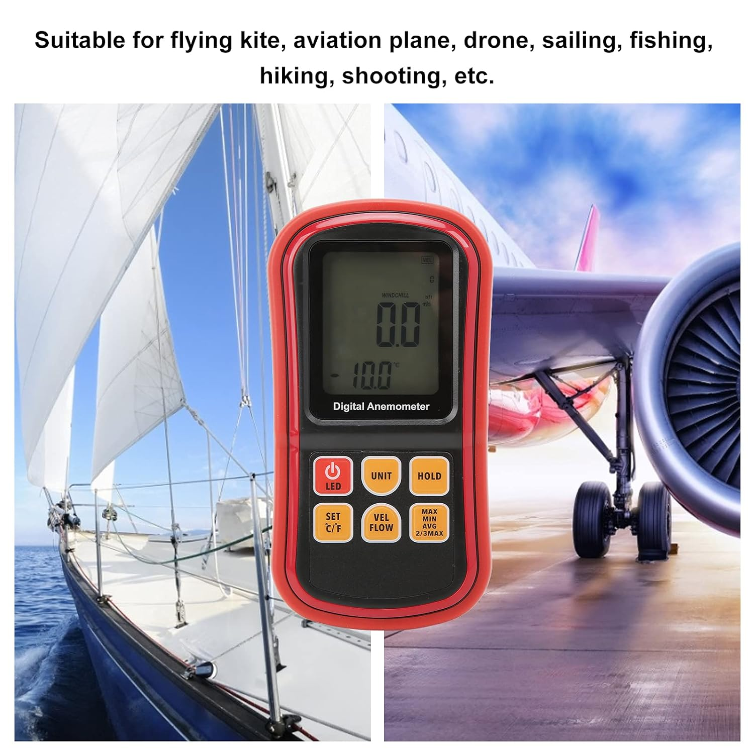 8909 High Accuracy Wind Speed Tester Handhled Digital Anemometer for Sailing Fishing Hiking image number 3