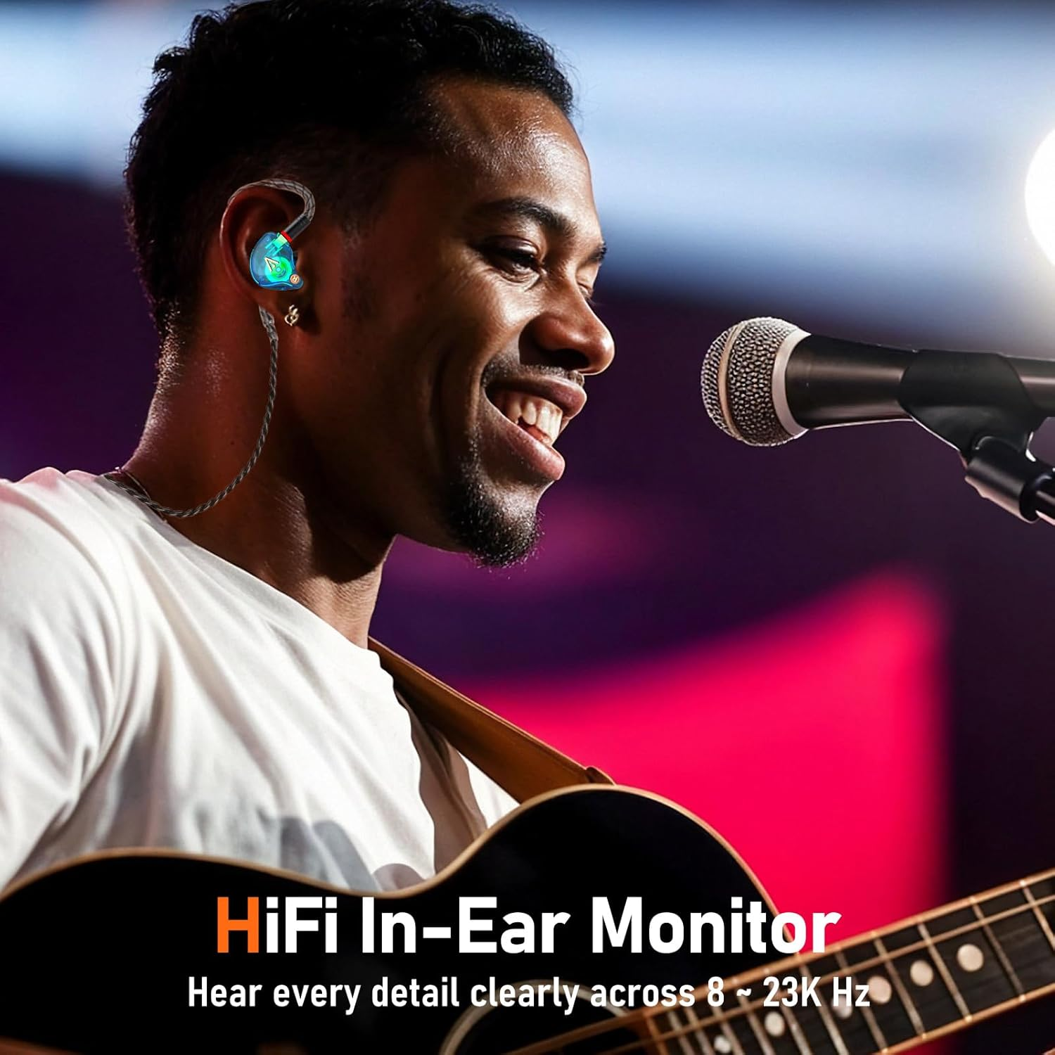 Vibes 202M Wired Earbuds - Hifi in Ear Monitor Headphones, MMCX to 3.5Mm W/Mic, Noise-Isolating Ear Buds & Clear Sound Deep Bass, Comfort-Fit Gaming Earphones - Silver Plated Cord, Carrying Case image number 5