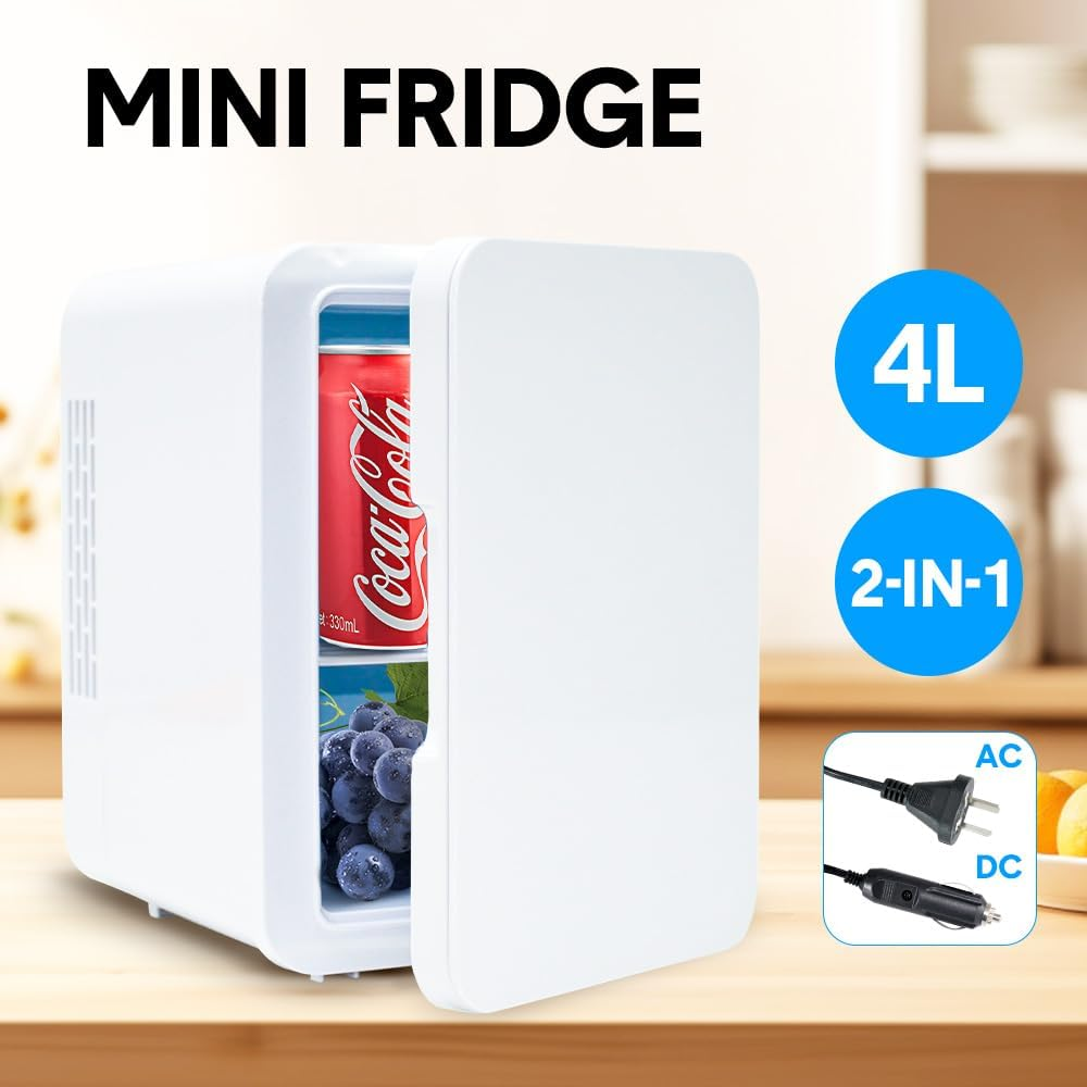 4L Mini Fridge Portable Car Refrigerator Small Cooler Freezer Personal Mini Fridge Cooler Compact Car Refrigerator Skincare Fridge, Cooling and Heating Functions, Removable Shelf AU image number 4