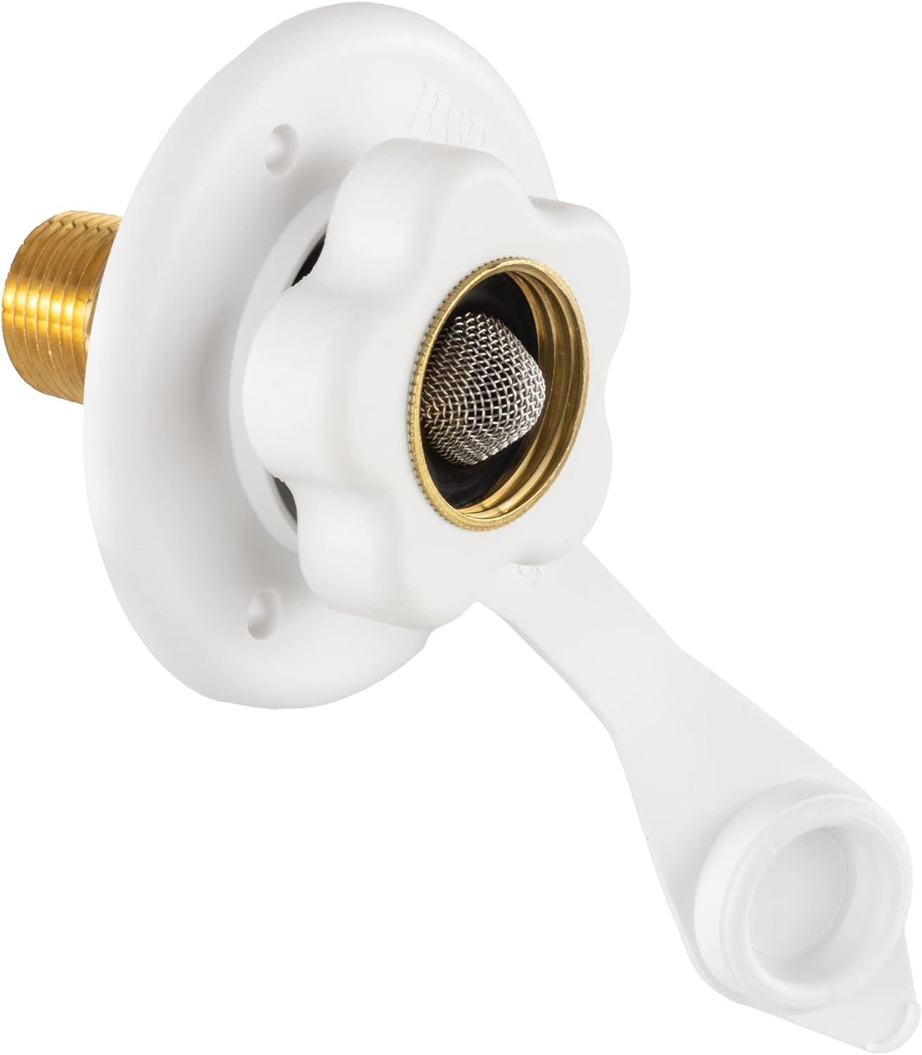 Recpro RV Camper Motorhome Trailer Marine White City Water Fill Inlet Flange Brass with Check Valve (With Hose Elbow) image number 6