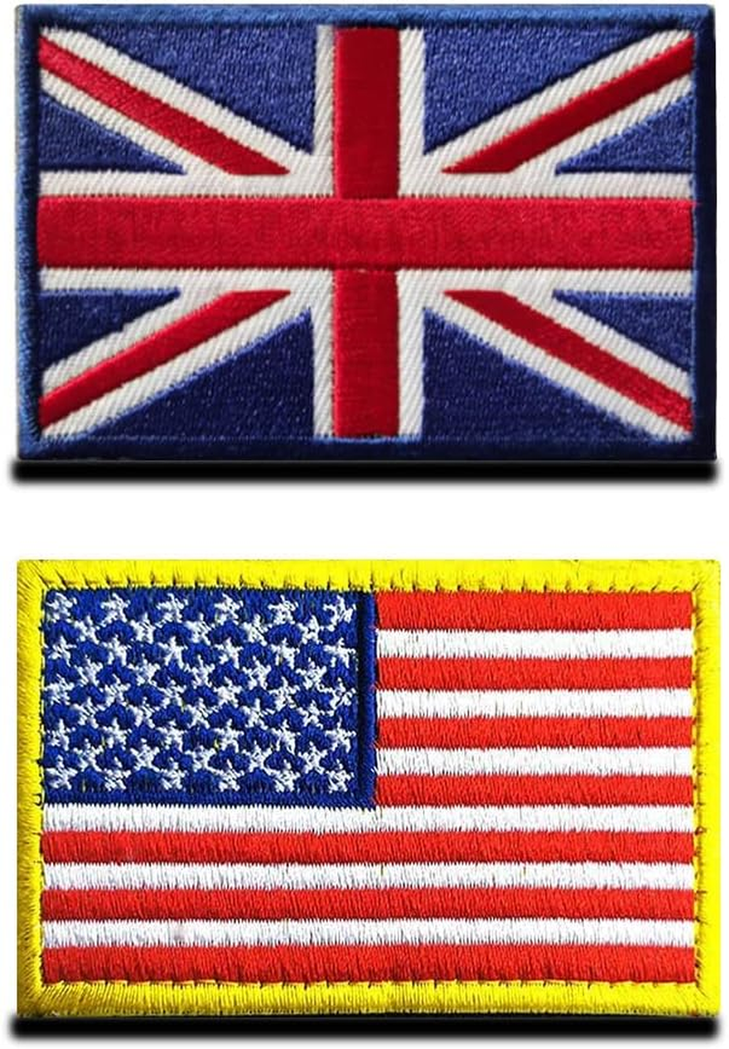 Pack of 2 PCS Tactical American Flag Patch -Thin Blue Line Police- Hook & Loop Embroidered Fastener- USA Flag Patch US Flag Patch United States of America Military Uniform Sew Emblem Patches