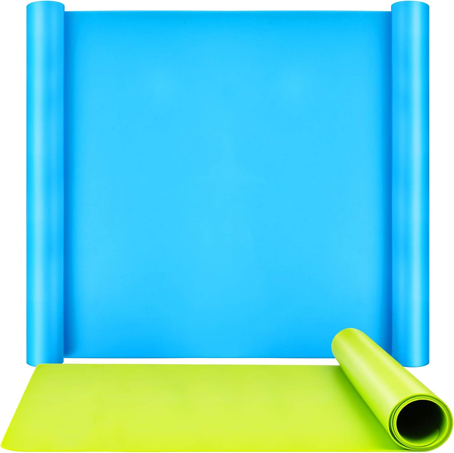 LEOBRO 2 Pack 59.5 X 49.5 Cm Oversize Silicone Mats for Crafts, Thick Nonstick Silicone Craft Mats for Resin Molds, Multipurpose Silicone Mats for DIY Crafting Painting, Blue & Green