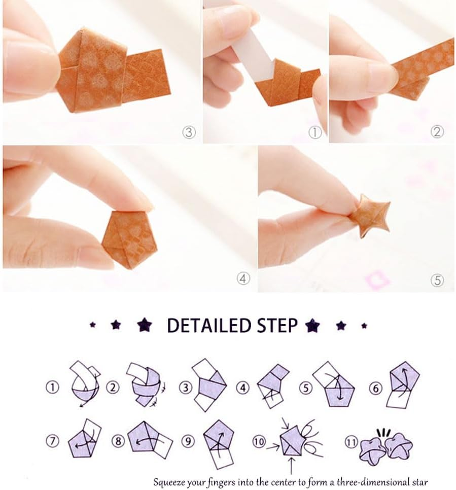 1350 Sheets 10 Colors Origami Star Paper Strips Star Folding Paper Strips Pastel for Art Crafts School Teaching Supplies image number 2