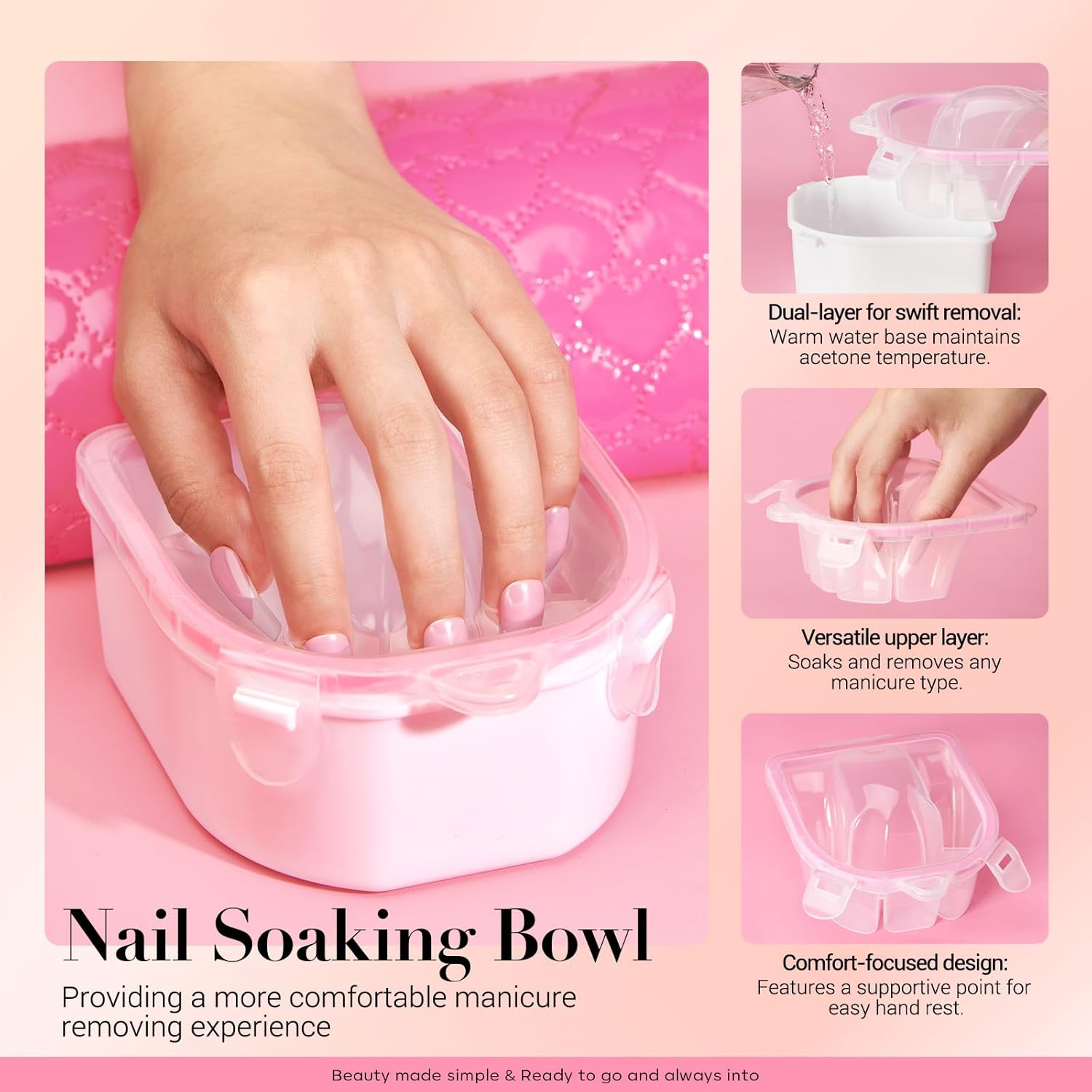 AZUREBEAUTY Nail Soaking Bowl Kit, 10Pcs Tools, Nail Care Kit with Bowl, 15Ml Cuticle Oil, Clipper, Triangle Peeler, Double-Ended Pusher, Brush, 2X File, Buffer image number 5