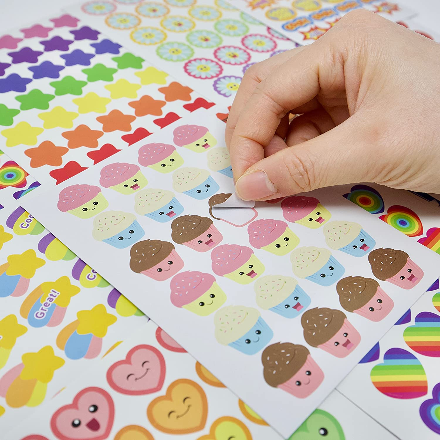 Youngever 5800 Pcs Teacher Stickers for Kids, Reward Stickers Mega Variety Pack, Incentive Stickers, 18 Design Styles Including 3D Heart, Face, Star, Owl, Cupcake image number 3