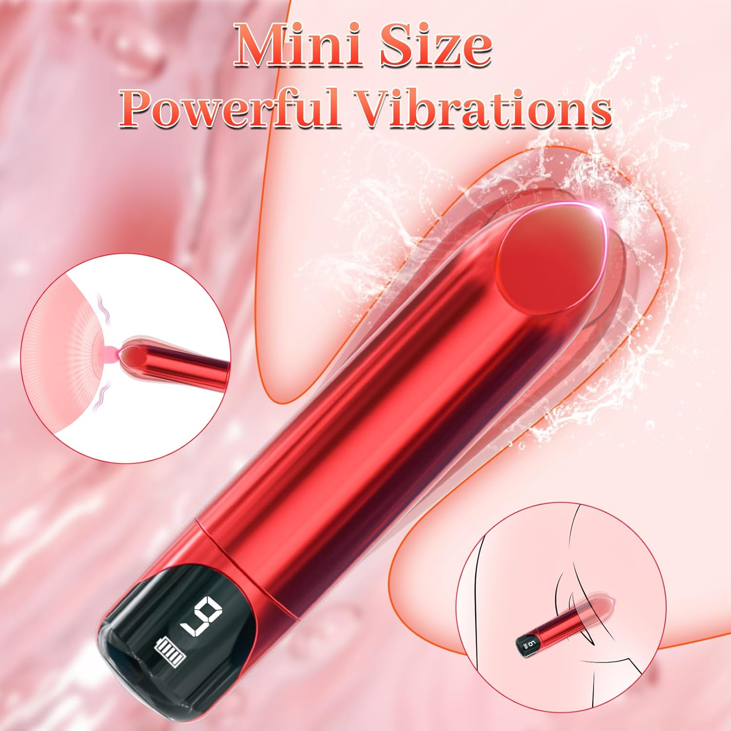 Women Sex Toy Bullet Vibrator - Mini Vibrator for Women Precision G Spot Clitoral Nipple Anal Stimulation with LED Display, 9 Powerful Vibrations, Portable Lipstick Vibrators Adult Sex Toys & Games image number 3