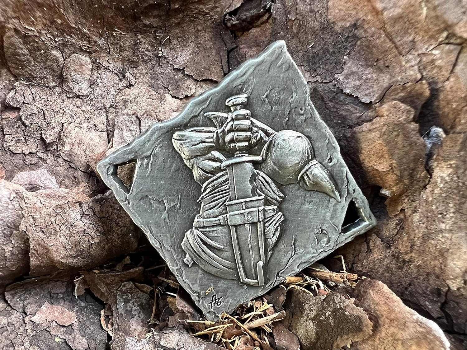 Cryptic Creative Silver Goblin Decision Coin D2 Heads-Tails - Yes-No RPG LARP image number 1