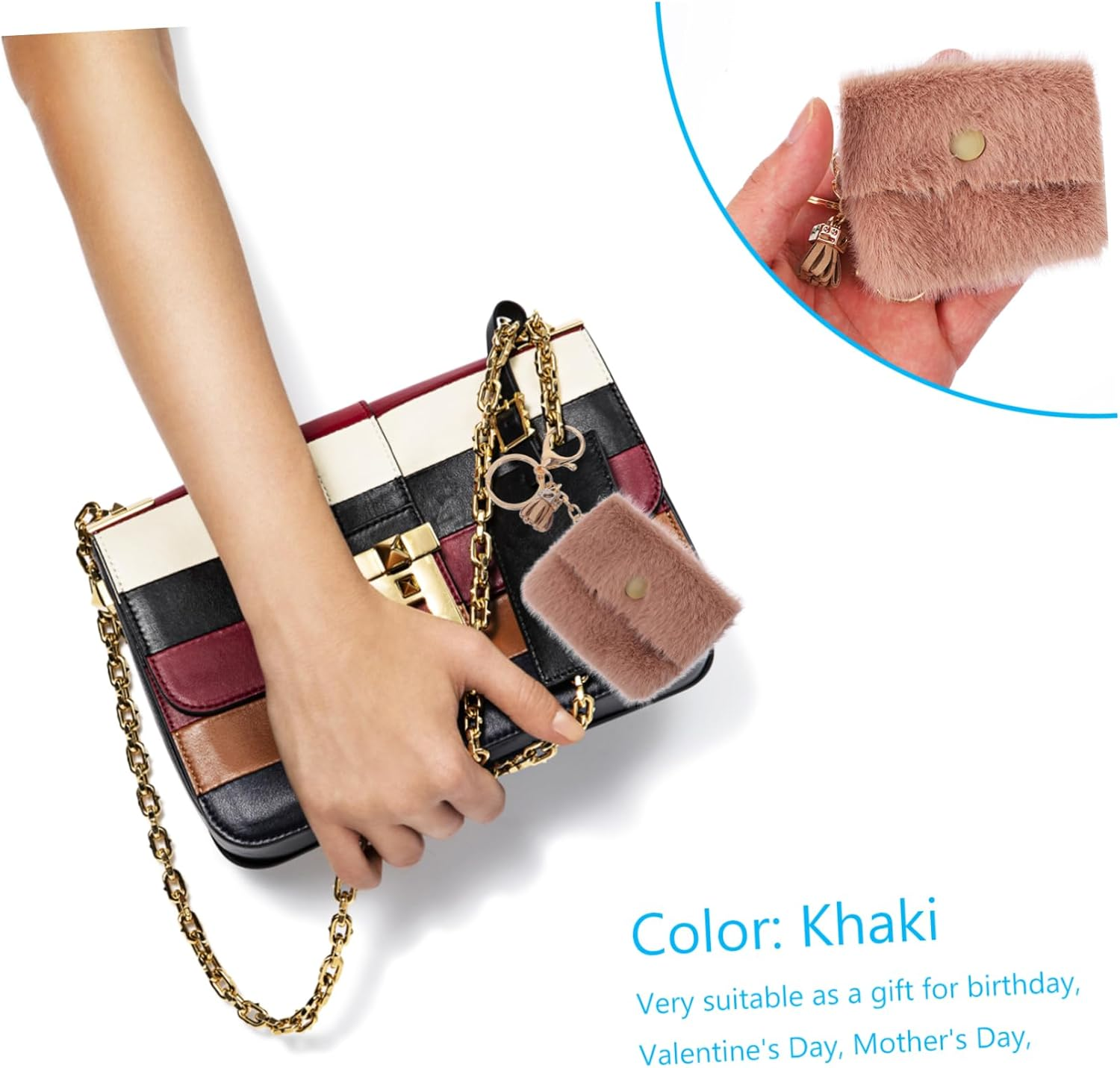 2Pcs Mini Coin Bag Key Holders Stylish Keychain Design for Bag Decoration Mobile Accessories Storing Coins for Occasion image number 3