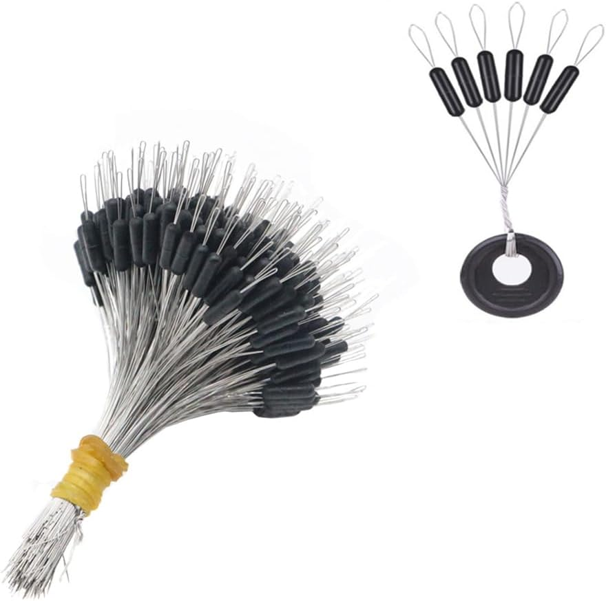 Fishing Bobber Stoppers - 300Pcs Rubber Cylinder Stop Beads, Float Sinker Stops Accessories for 0.2#-5.0# Lines image number 1