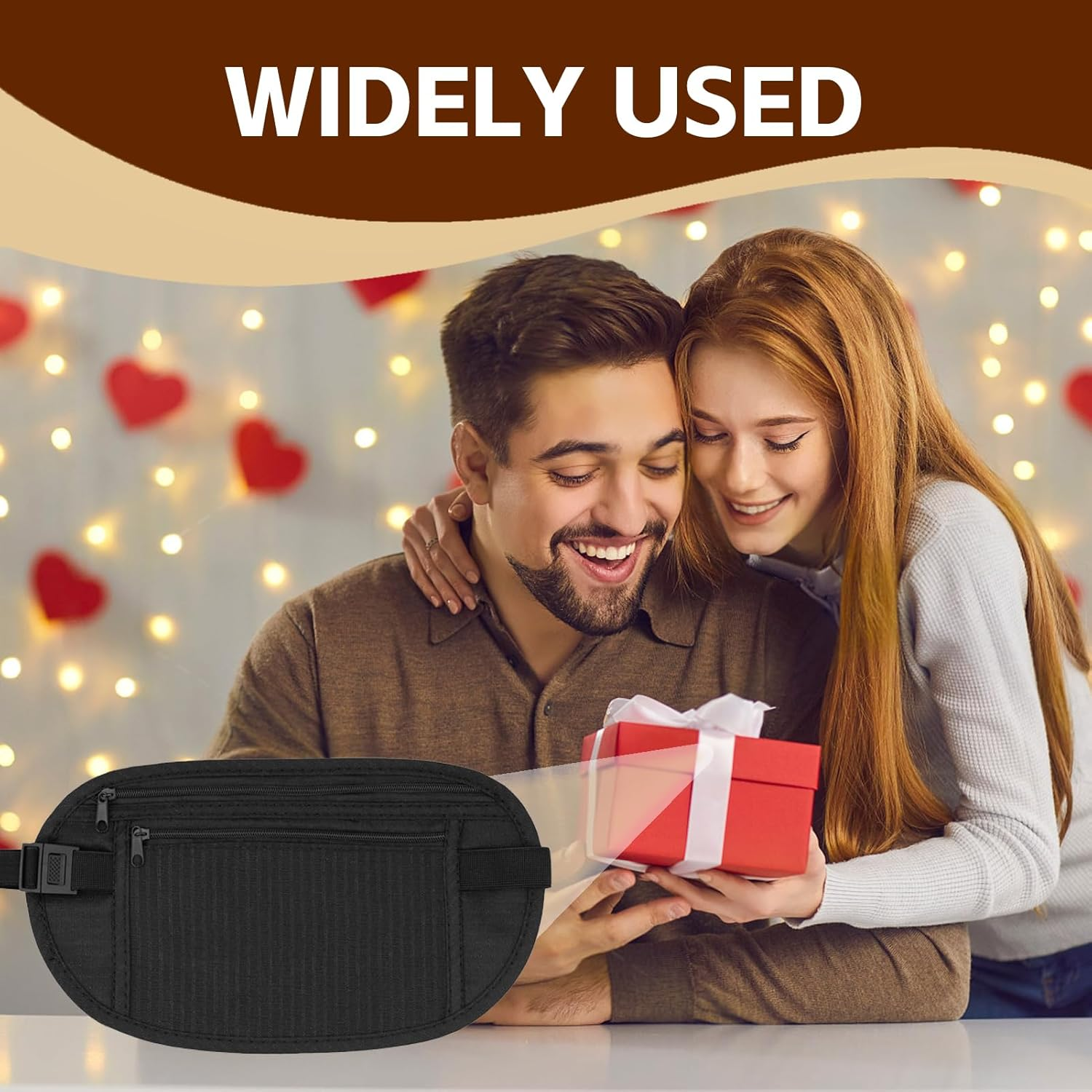 2PCS Money Belt, Ultralight RFID Blocking Money Belt Secure Hidden Travel Neck Wallet Undercover Fanny Pack Waist Money Pouch with Adjustable Elastic Strap for Men Women Travel Running Hiking Cycling, image number 2