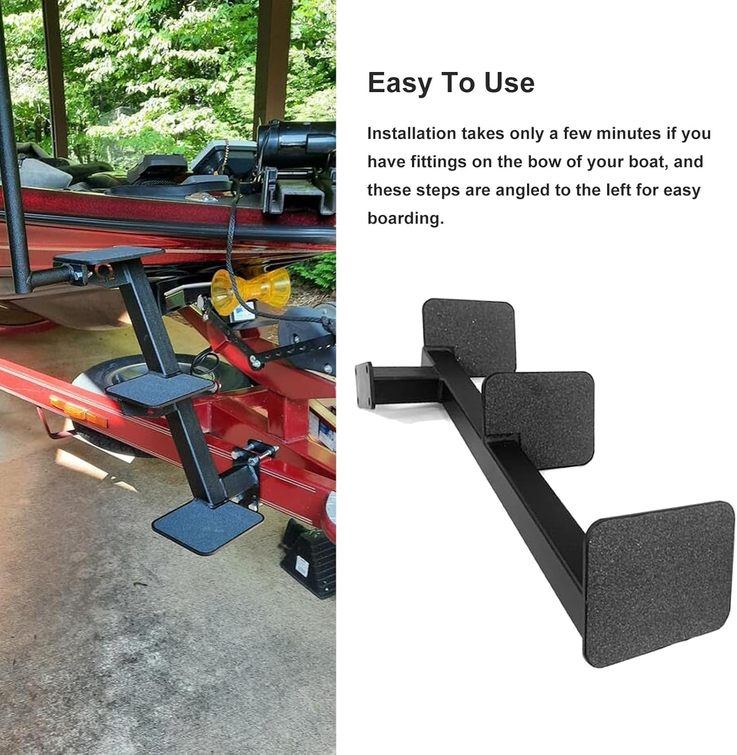 Boat Trailer Step, 3 Steps Trailer Tongue Step, Stainless Steel Paint Spraying Boat Trailer Tongue Step, Universal Trailer Tongue Step for Bass Boats, Easy Installation, 21 Inch image number 3