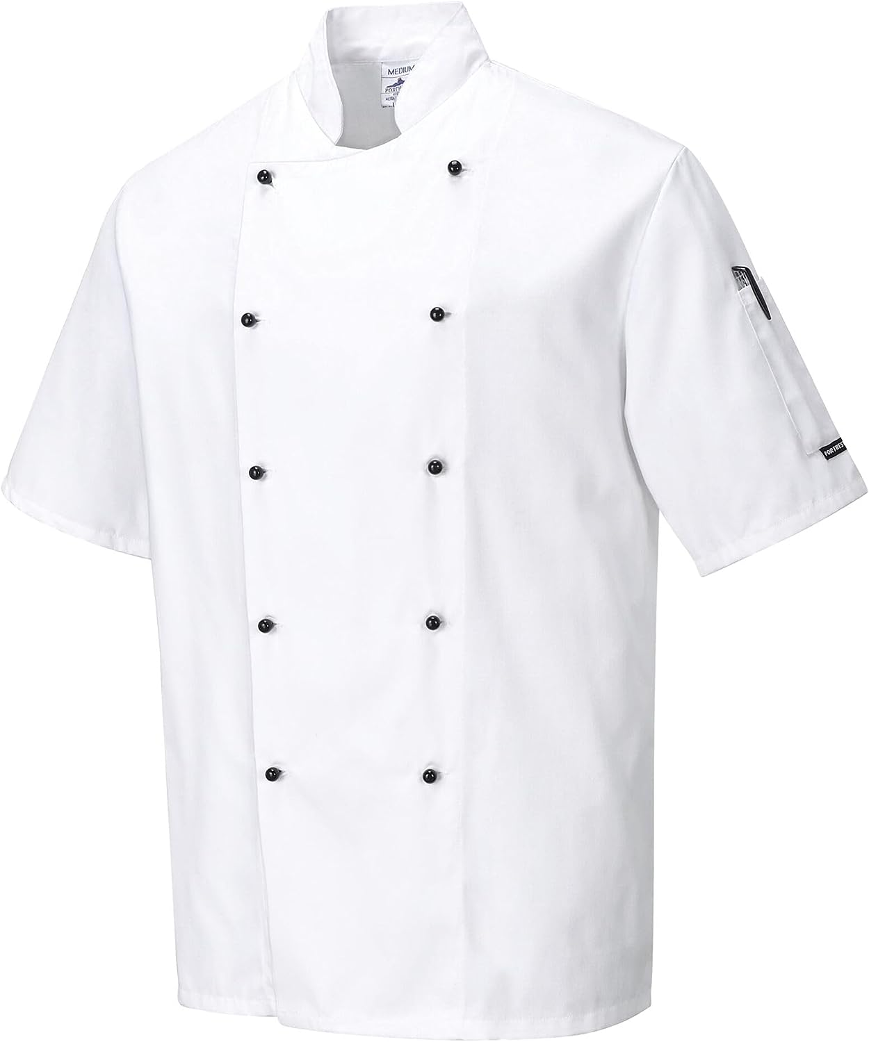 Portwest C734 Unisex Kent Chef Jacket Short Sleeve White, Medium