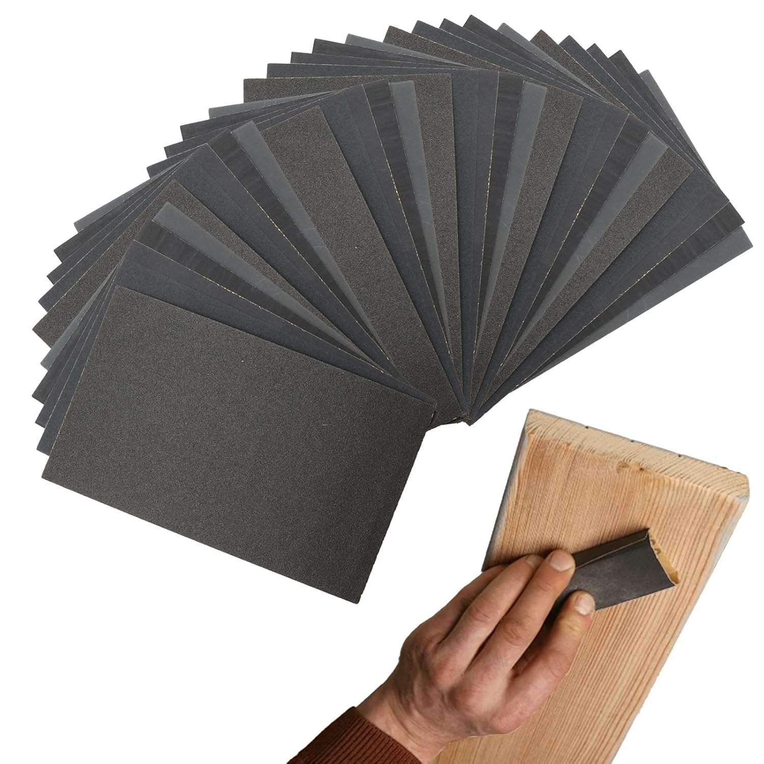 60 Sheets Wet and Dry Sandpaper Kit, Soft Sand Paper Stick Set for Wood Metal Aluminium Glass Furniture Automotive Finishing & Polishing,360/600/800/1000/1500/2000 (4.5 X 2.8) Taper Pin Reamers image number 4