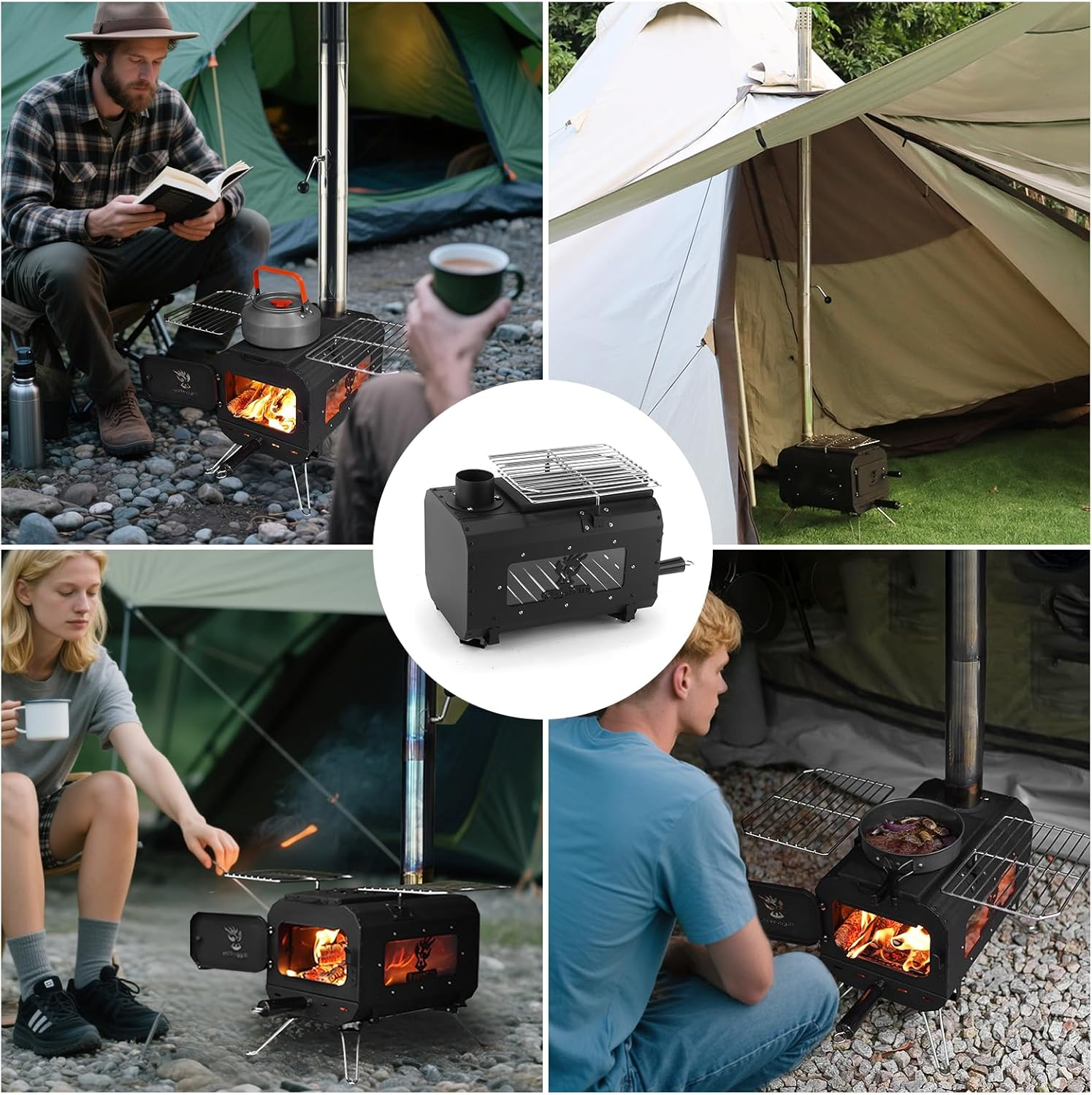 Biggerfire Tent Stove Portable Camping Stove Black Wood Stove Tent Heater for Tents Accommodation and Outdoor Camping image number 4