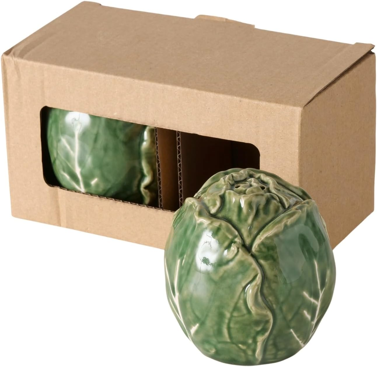 BOLTZE Cabbage 2054415 Shaker Set of 2 Green Ceramic Height 7.5 Cm Capacity 135 Ml Dishwasher Safe Salt & Pepper Shaker Spice Shaker image number 2