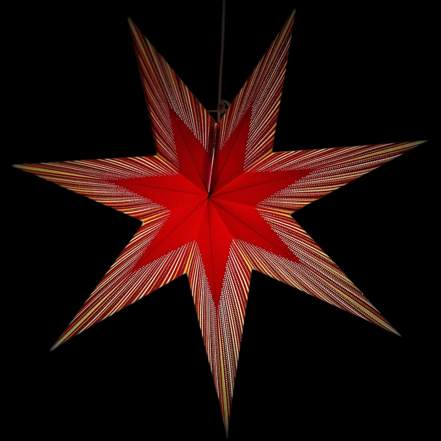 YEPSIO Paper Star Lantern Lampshade, 24 Inch, 7 Pointed Star, Foldable Hanging Decoration for Party, Wedding, Christmas (Red, Multicolour) image number 3