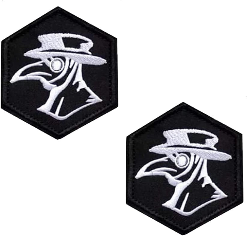 2 Pieces Plague Doctor Patch Tactical Morale Military Funny Patch with Hook and Loop Embroidered Fastener Uniform Emblem for Team Backpack Hat Jacket Vest Biker Travel Dogs Harness