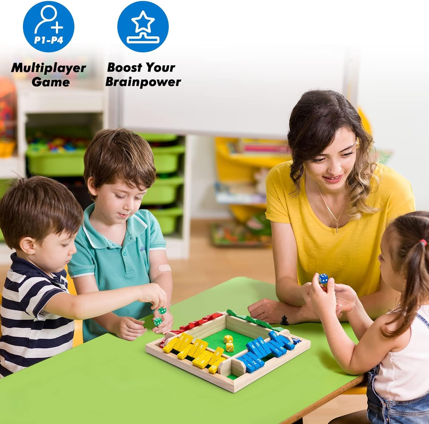 DWYYWSM Shut the Box Board Game - Funny Dices Game - Wooden Amusing Addition Game, Close the Box Board Games Portable Dice Board Game Adds Fun Suitable for Home Pub image number 6