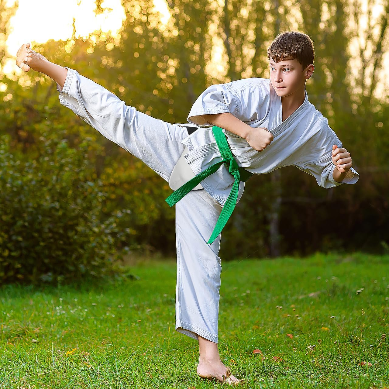 POPETPOP Kids Groin Guard, Groin Protector Cup Boy Shock-Absorbing Taekwondo Boxing Kickboxing Fight Sports Abdominal Protector for Karate Fighting Training image number 6