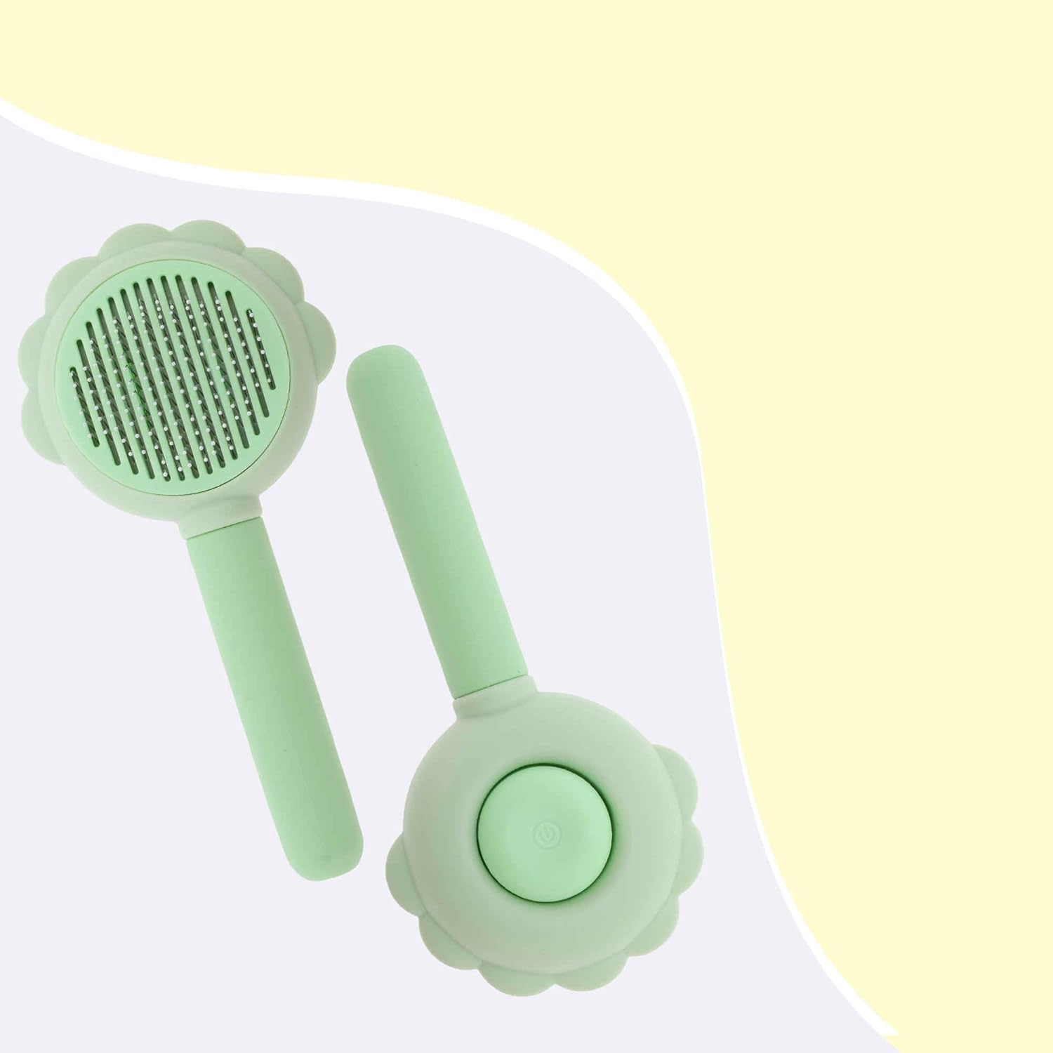 CAPASTEC Pet Brush, Cleaning Brush for Cats and Dogs, Flower Shaped Pet Grooming Brush, Easy Detangling Brush for Hair Massage Indoor and Outdoor, Green