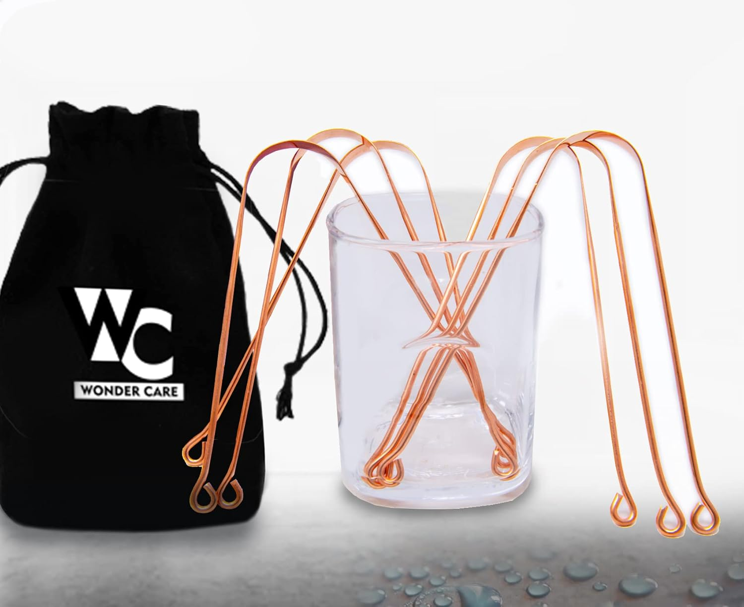 WC_100% Copper Tongue Cleaner Antibacterial Tongue Scraper for Optimal Oral Hygiene Flexible Handle with Comfortable Grip Pack of 6