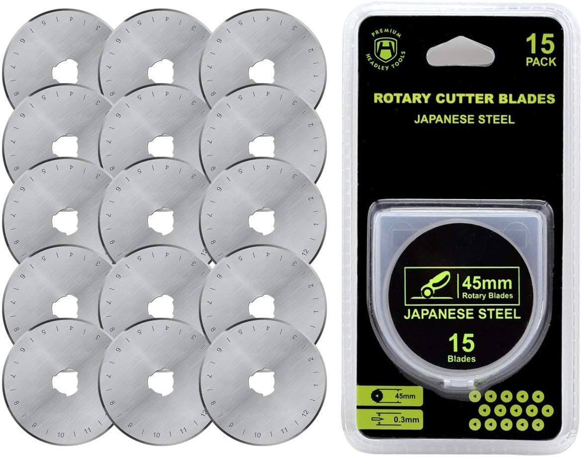 HEADLEY TOOLS 45Mm Rotary Cutter Blades 15 Pack Fits Olfa, Fiskars, Replacement Rotary Blade for Arts Crafts Quilting Scrapbooking Sewing, Sharp and Durable image number 4