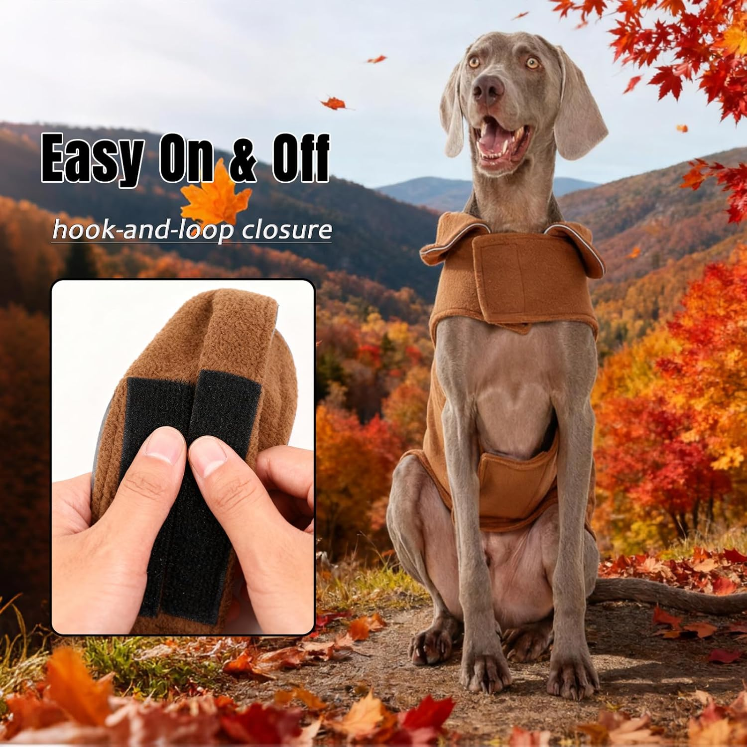 Windproof Winter Warm Fleece Dog Coat Jacket Reflective Soft Pet Dog Vest Apparel Overcoat for Small Medium Large Breeds for Cold Weather Leash Access image number 3