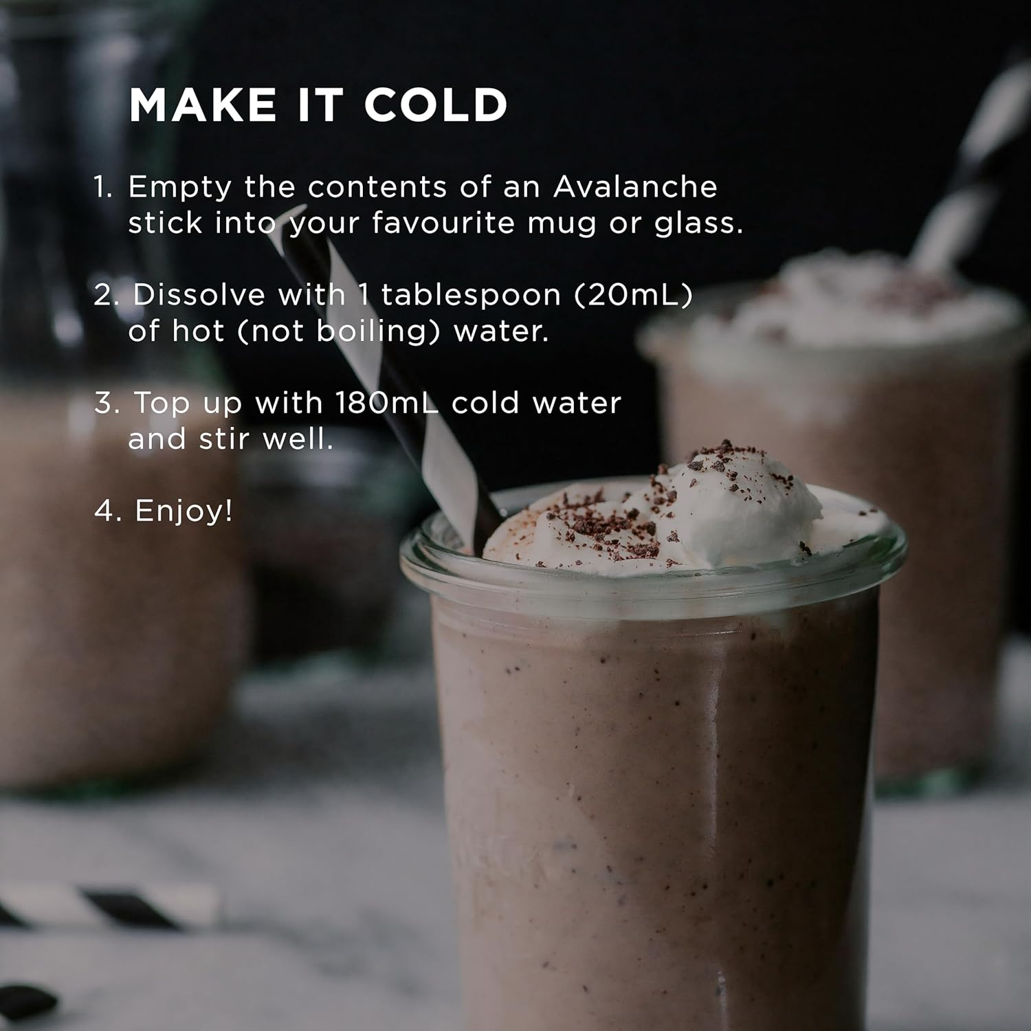 Avalanche 99% Sugar Free Drinking Chocolate 10 Coffee Sticks 200 G image number 3