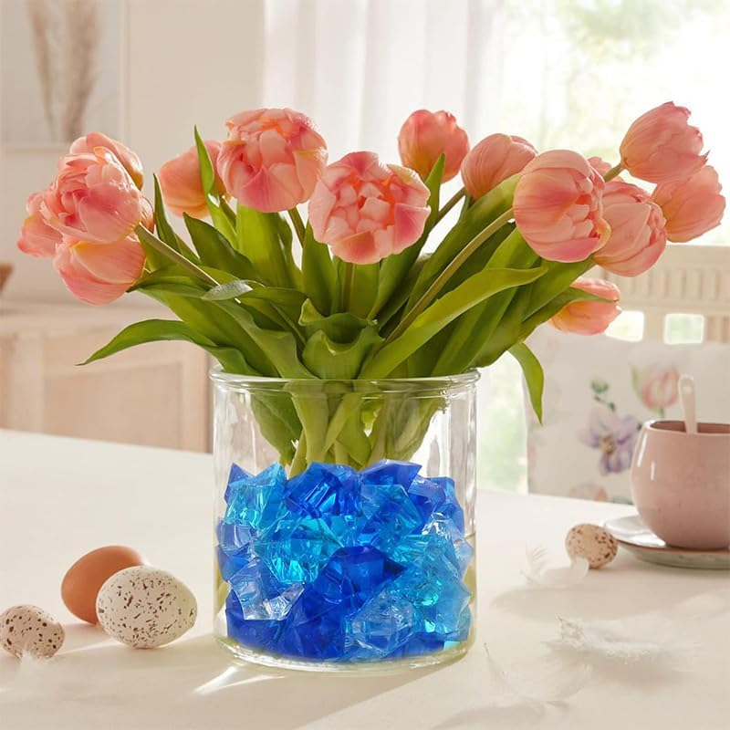 WADY Acrylic Crushed Ice Rocks - 200 PCS Fake Ice Cubes, Clear Plastic Crystals & Diamonds for Vase Fillers, Wedding Decor, Table Scatter, Home Decoration, Arts & Crafts (Blue and White) image number 2