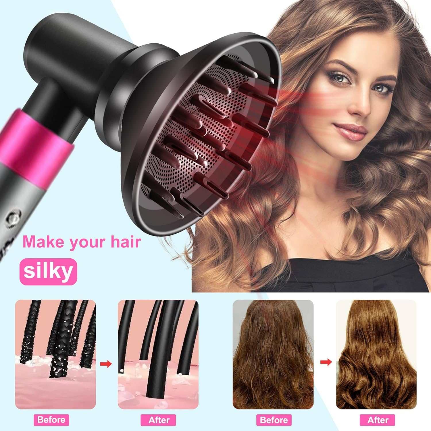 Diffuser and Adaptor for Dy Son Airwrap Styler, 6 Pack Hair Dryer Diffuser Attachment Compatible with Airwrap Styler Converting to Hair Dryer image number 2