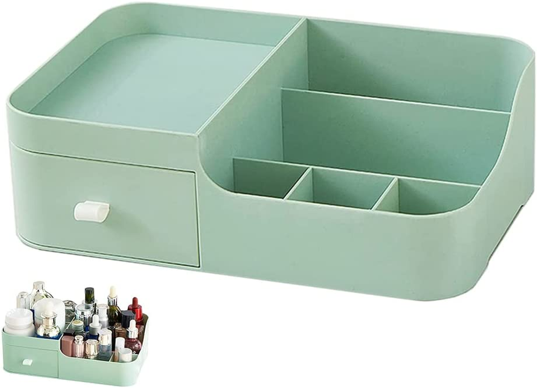 FOREVERIE Makeup Organisers Drawers, Plastic Cosmetic Case Storage, 3 Tier Desk Organiser Display, Jewellery Organiser Box for Bathroom, Bedroom and Home Office, Pink