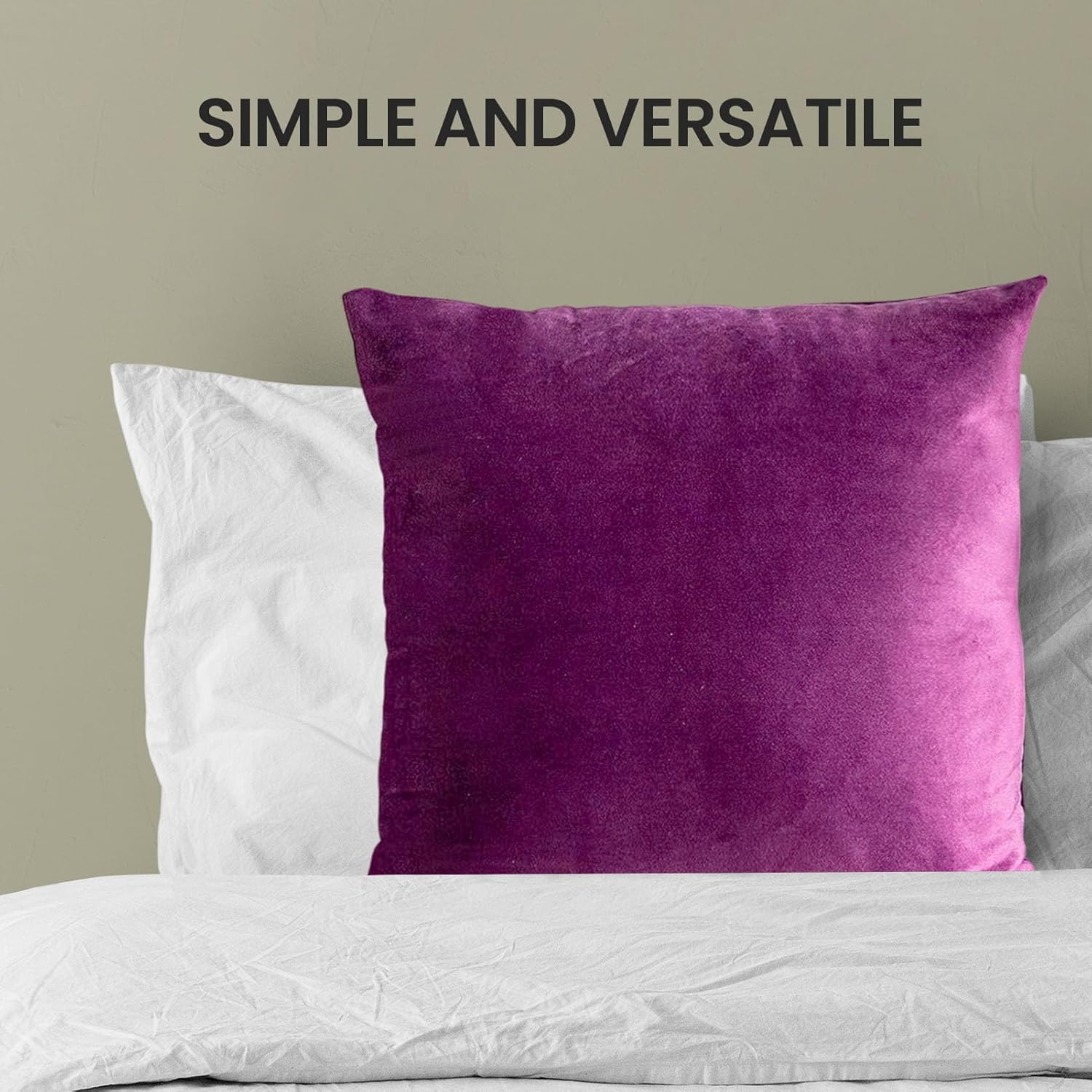 Velvet Decorative Throw Pillow Covers Set of 2 Soft Thick Cushion Cases for Sofa Bedroom Home Car(18X18 Inches,Purple) image number 2