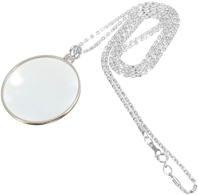 AIMALL Monocle Lens Necklace 5X Magnifier Magnifying Glass Pendant Coin Gold Silver, 42Mm Lens Diameter