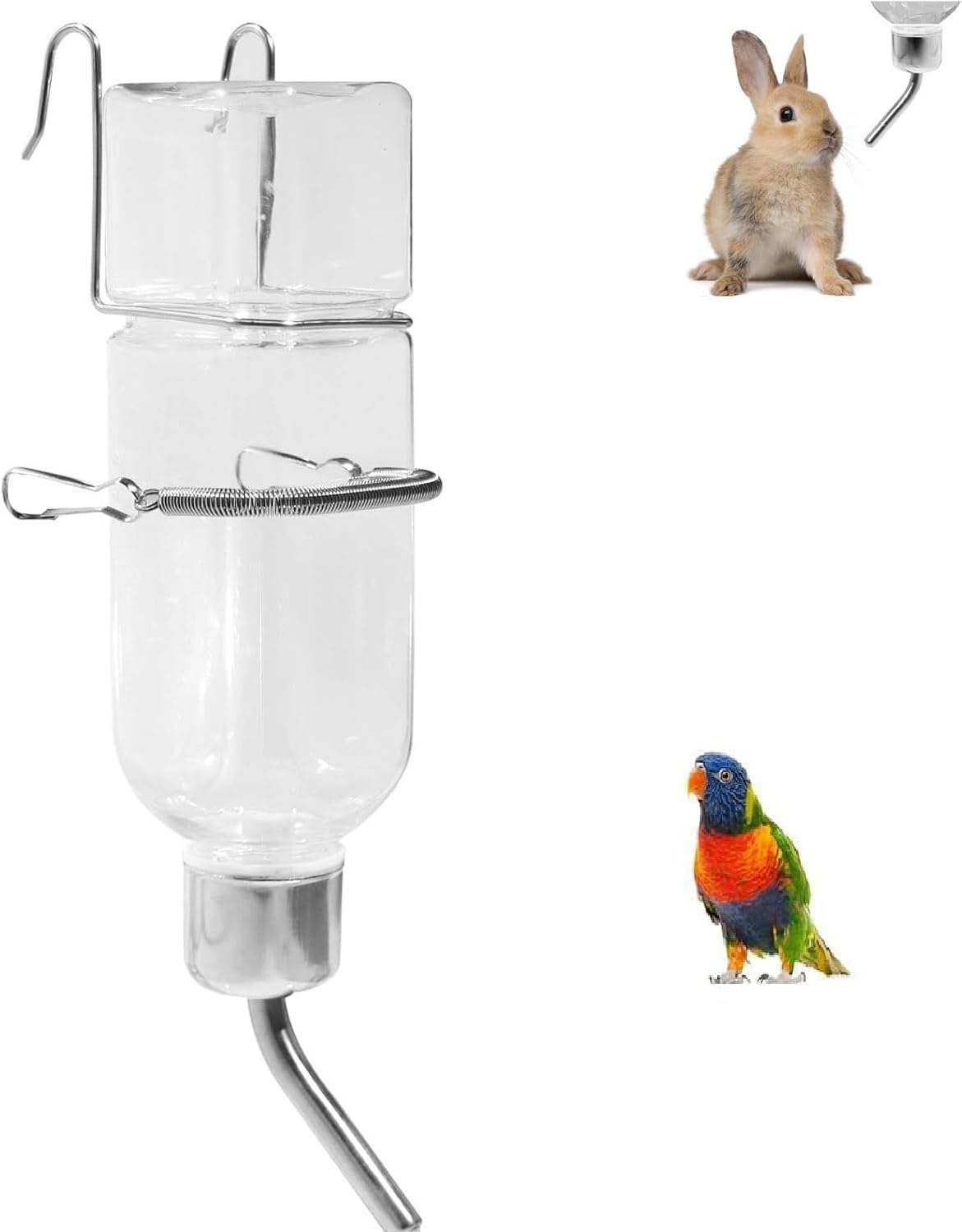 Liyquint Guinea Pig Water Bottle No Drip, 350Ml Plastic Small Animal Cage Water Dispenser for Rabbits, Chinchillas, Ferrets - Leak-Proof Hanging Drinking Bottle for Pet Cages (1) image number 5