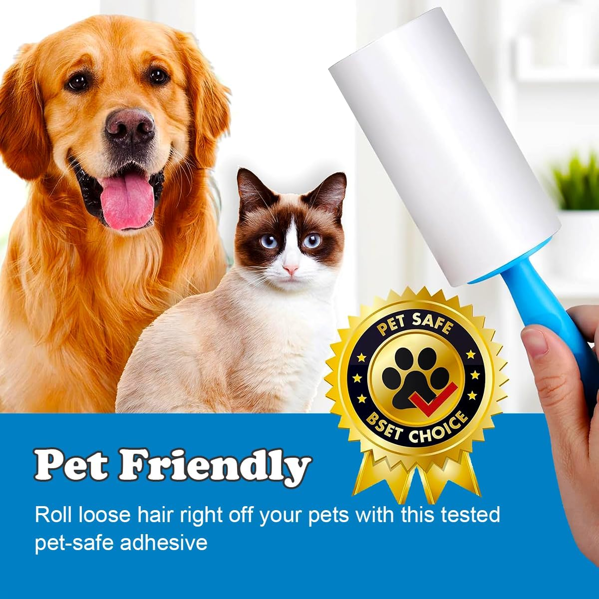 Lint Roller,Extra Sticky Roller 720 Sheets,Lint Remover for Clothes,Couch,Furniture,Carpet,Portable Cat Dog Hair Remover for Travel,Office,Car,2 Handles and 6 Refills image number 5