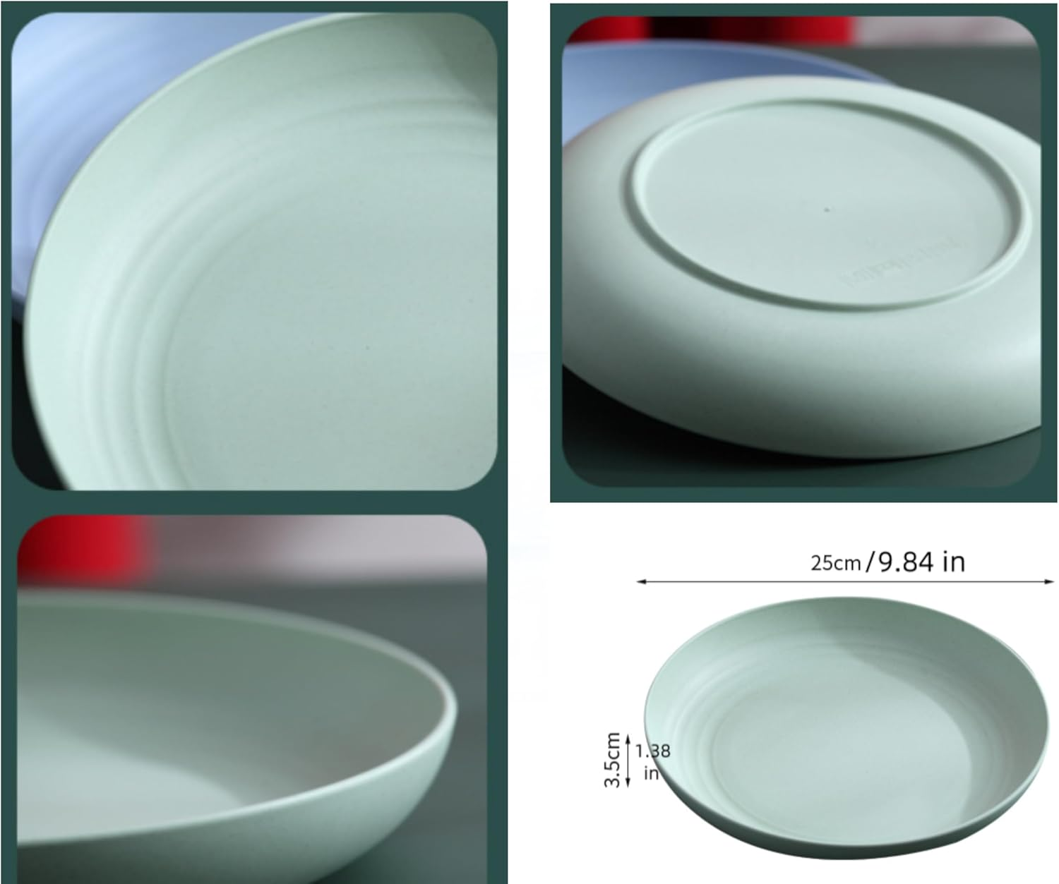 4 Pack Wheat Straw Plates Reusable Dinner Plates, Durable & Lightweight, Perfect for Home, Parties, Camping, and Outdoor Use Dishwasher Safe (25CM 9.8IN) image number 1