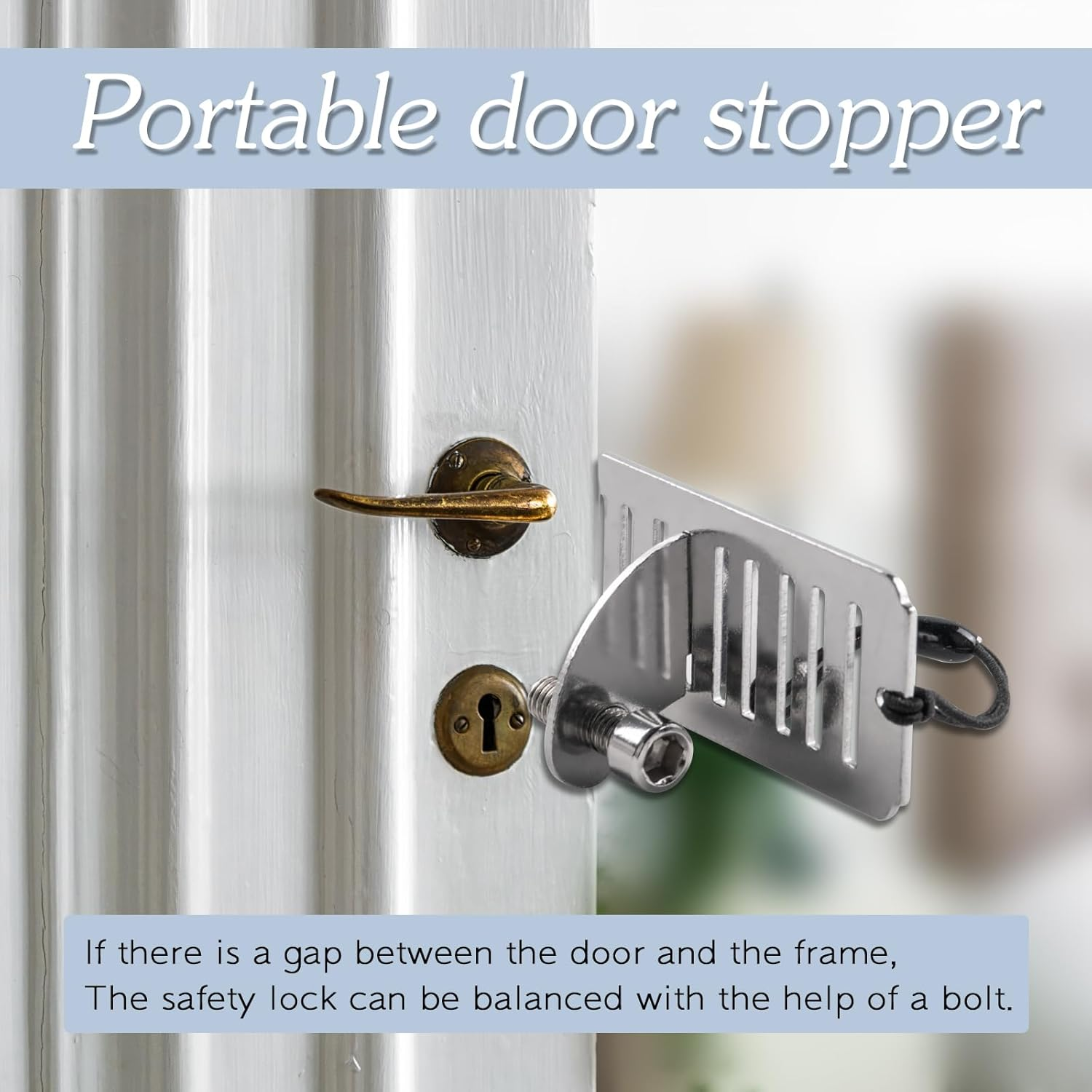 MEGAVOW Portable Door Lock Set, Punch-Free Security Locker, Emergency Survival Whistle, Stainless Steel Heavy Duty Locks with Storage Bag for Apartment Traveling Hotel School Motel Home