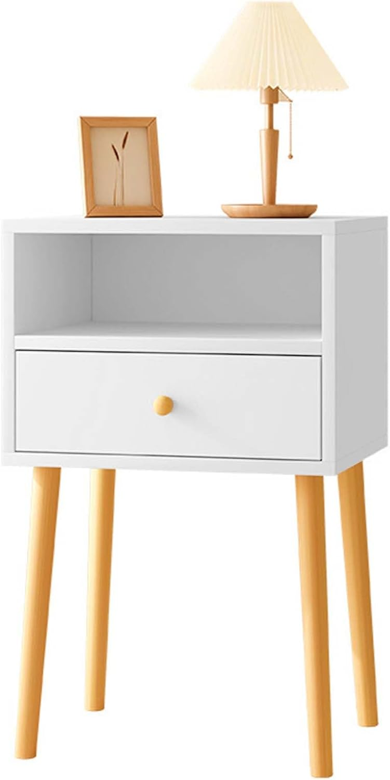 Bedside Table Drawers Side Organiser 40L&times;30W&times;59H, Small Desk Chest with Drawers,Bedroom Living Room Home Furniture Tallboy Lamp Stand Nightstand Cabinet (White)