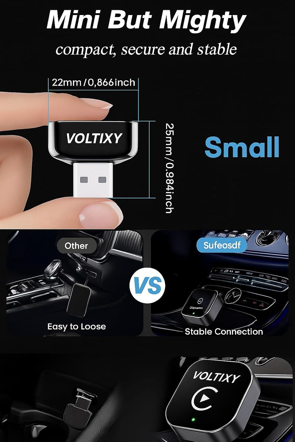 2025 Upgraded Wireless Carplay Adapter& Android Auto Adapter, Mini&Stable Carplay Wireless Dongle for Ios 10 Android 11 image number 4